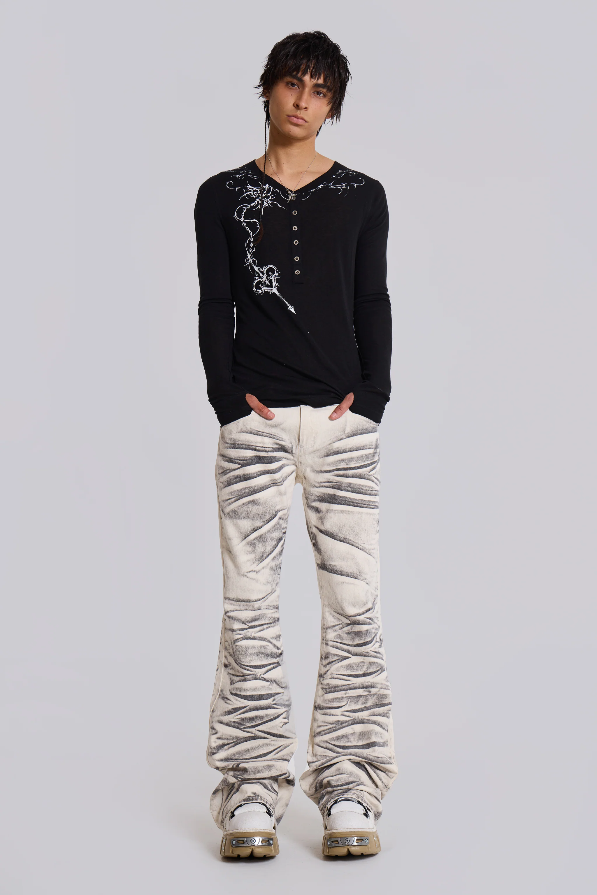 Arctic White Drift Bootcut Jeans - Image 5
