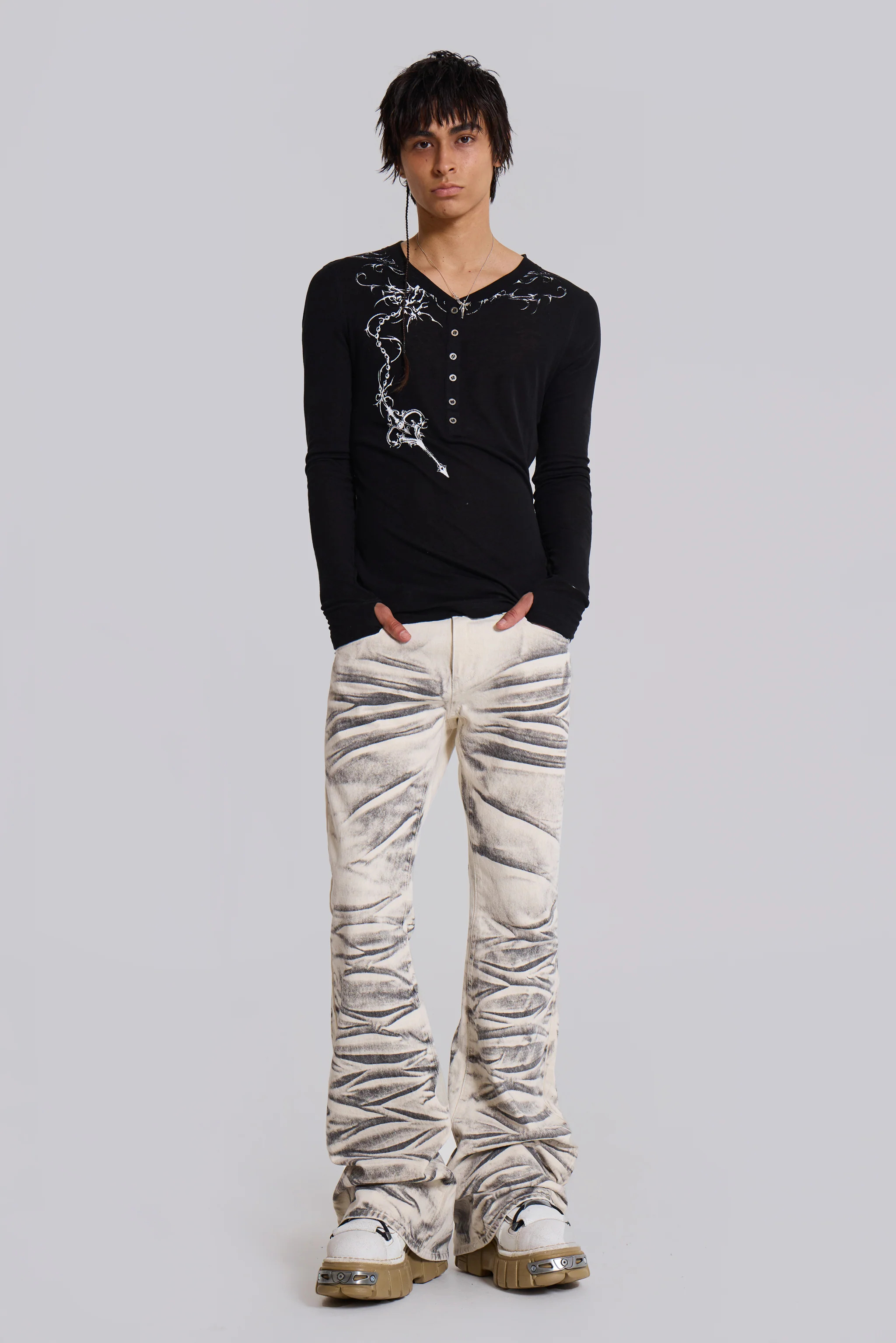 Arctic White Drift Bootcut Jeans - Image 7