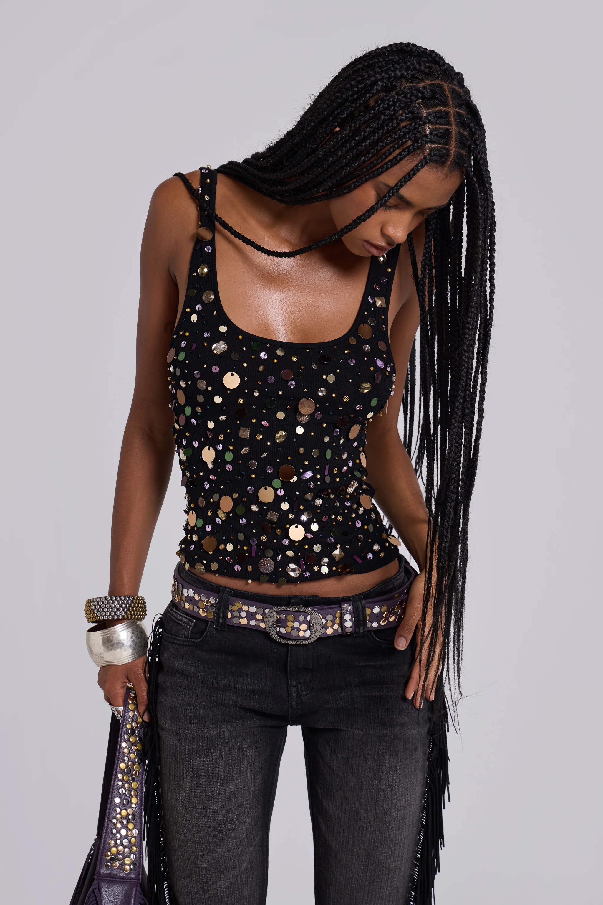 Addison Sequin Vest Top in Midnight - Image 4