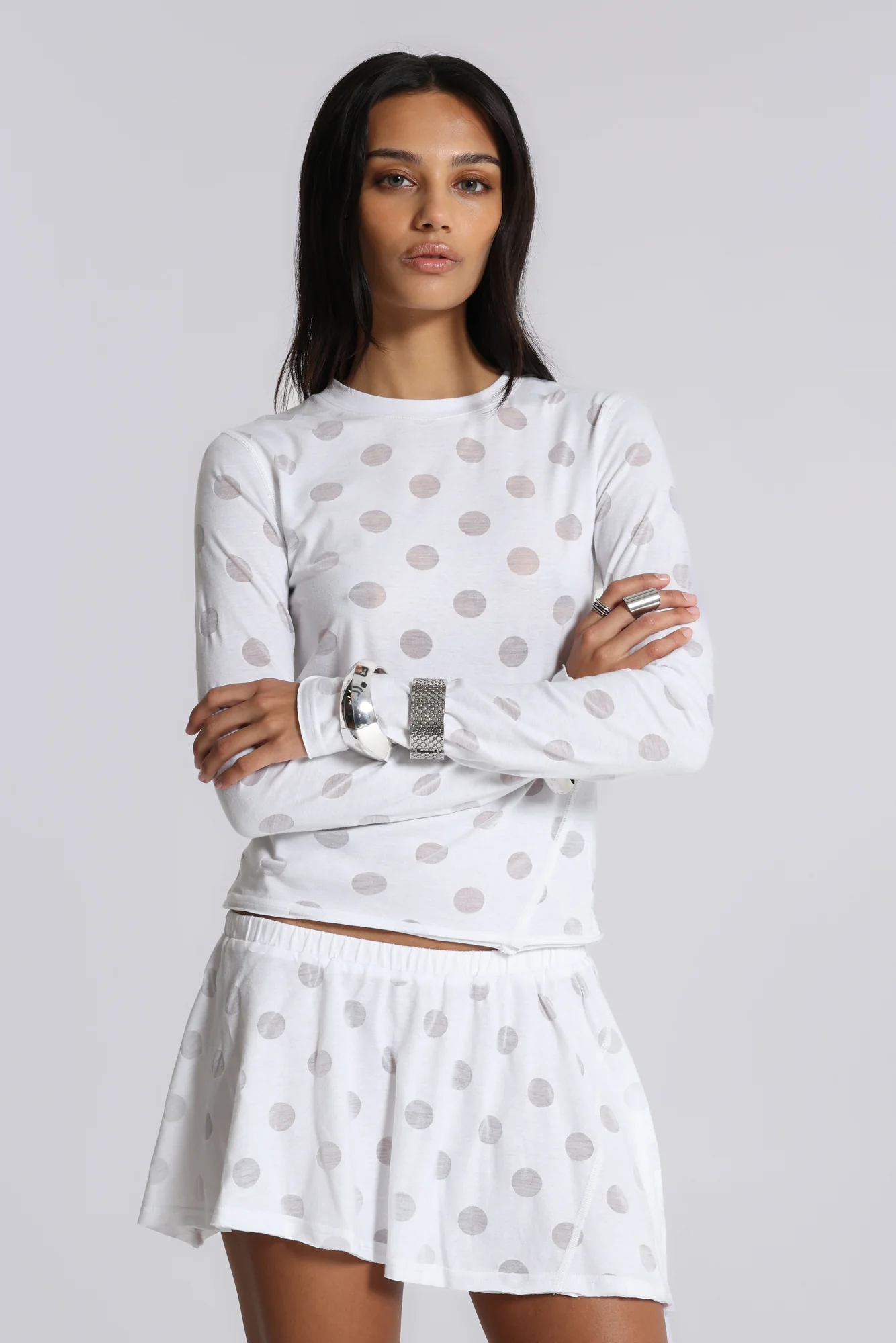 Aerea Burnout Polkadot Long Sleeve Mist Top - Image 6