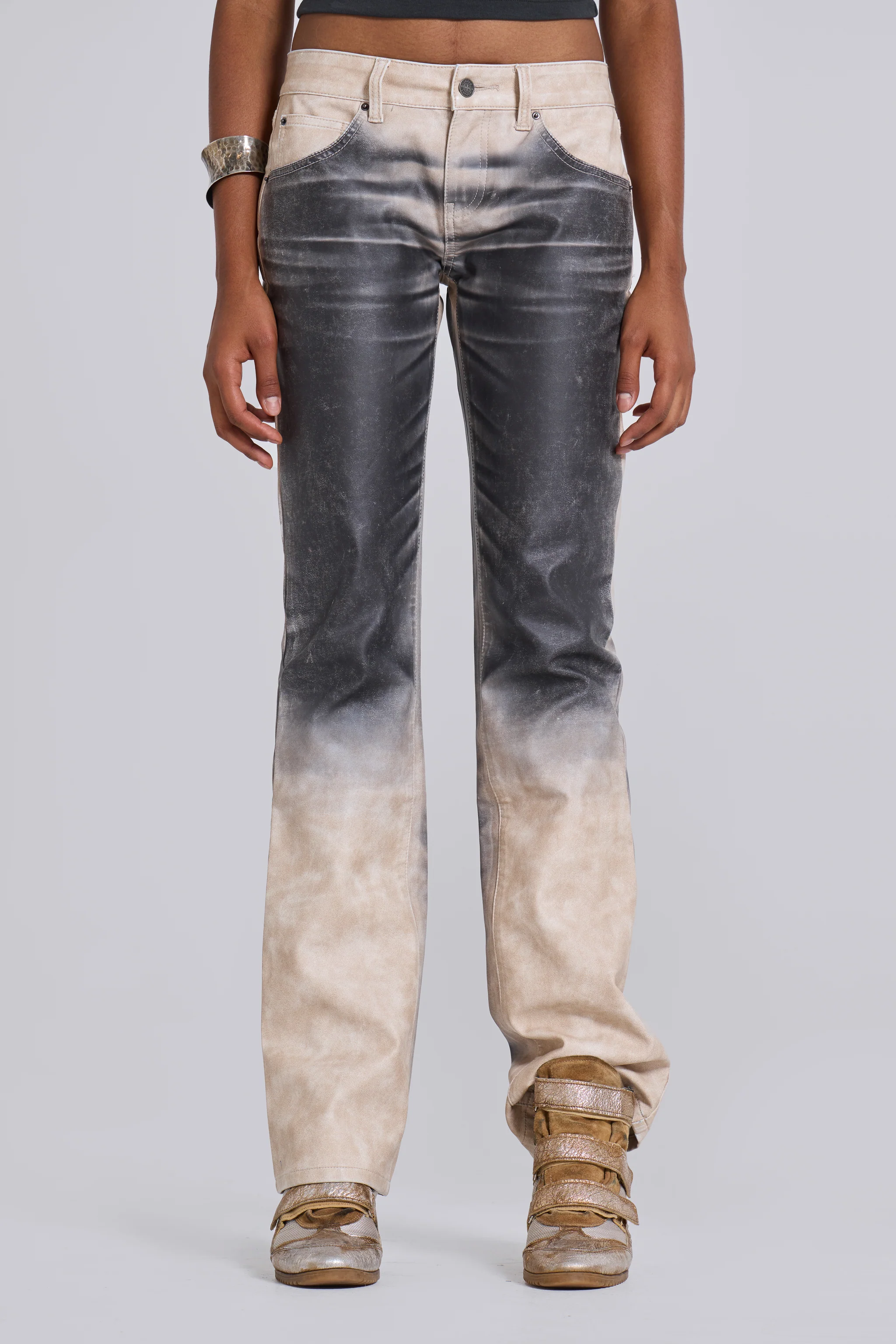 Airbrush Faux Leather Trousers - Image 2