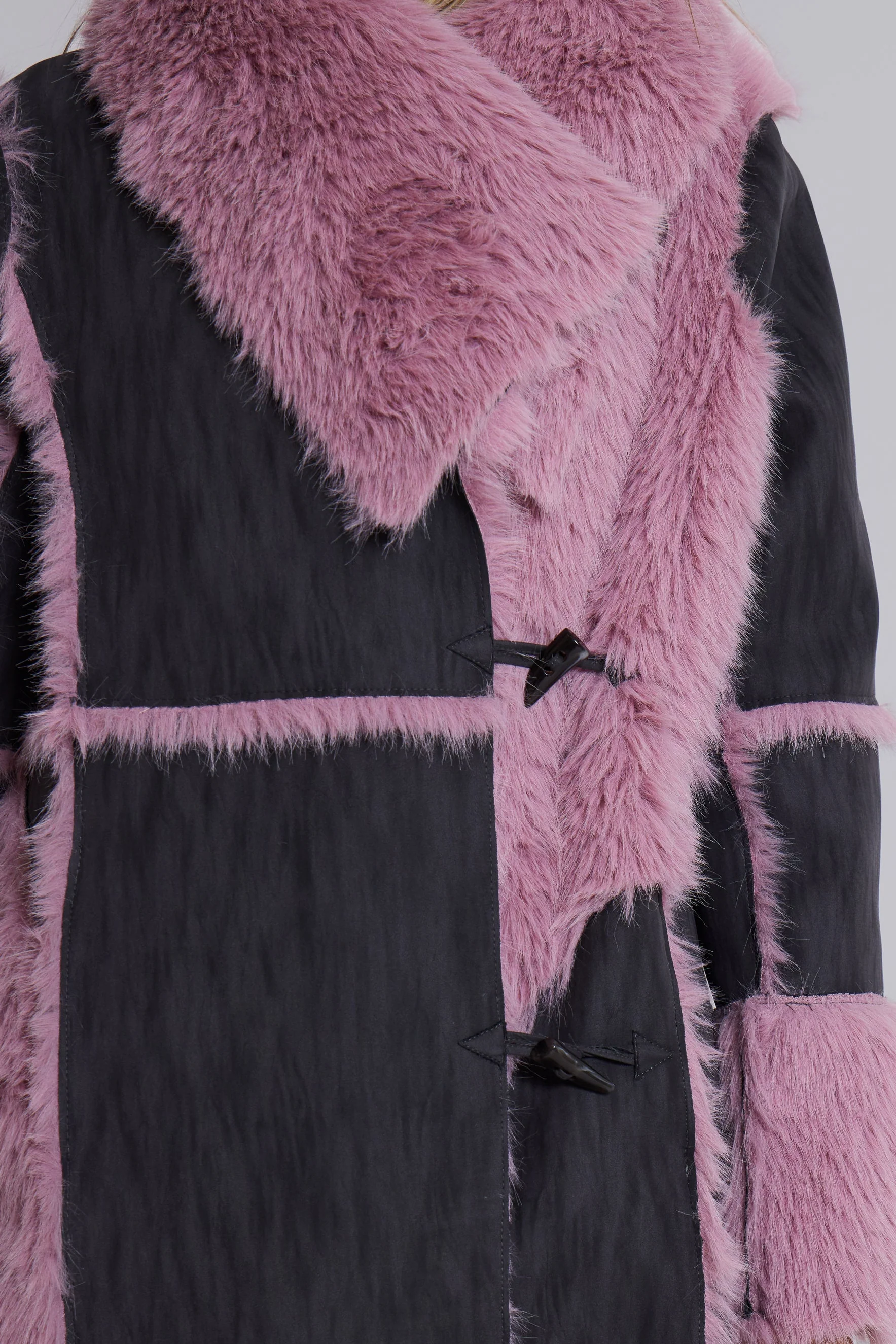 Alise Patchwork Faux Suede and Fur Maxi Coat - Image 4