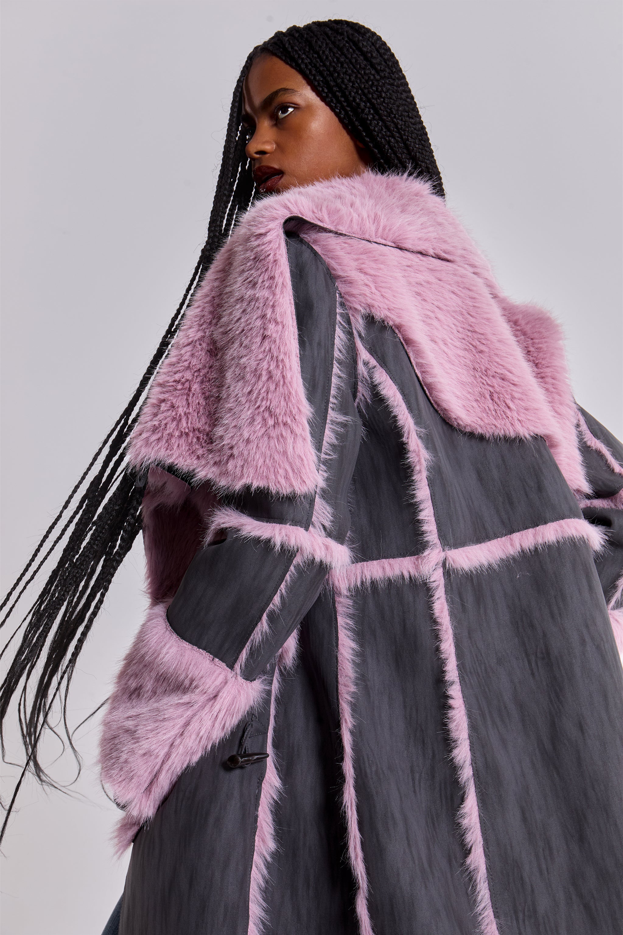 Alise Patchwork Faux Suede and Fur Maxi Coat - Image 6