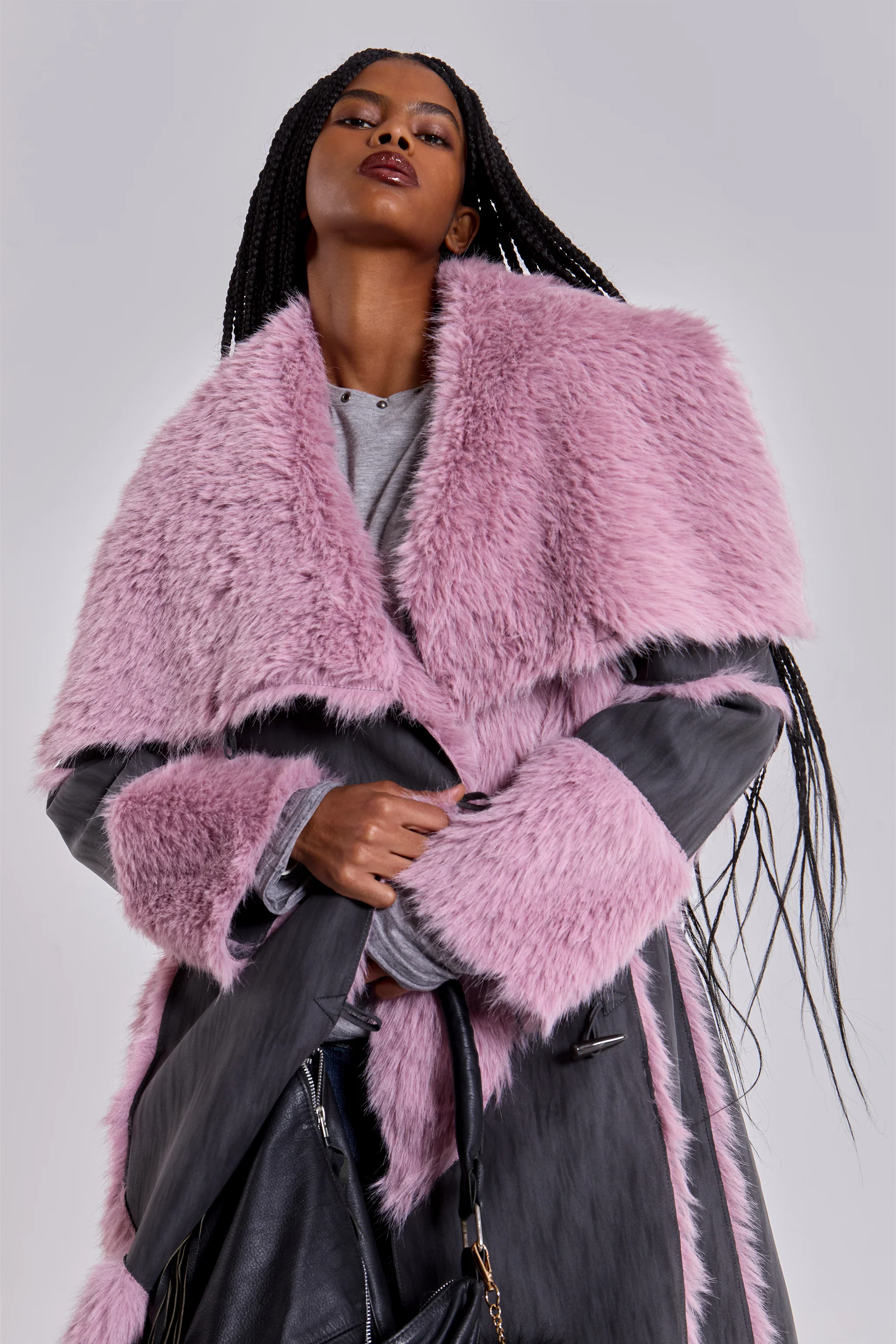 Alise Patchwork Faux Suede and Fur Maxi Coat - Image 8
