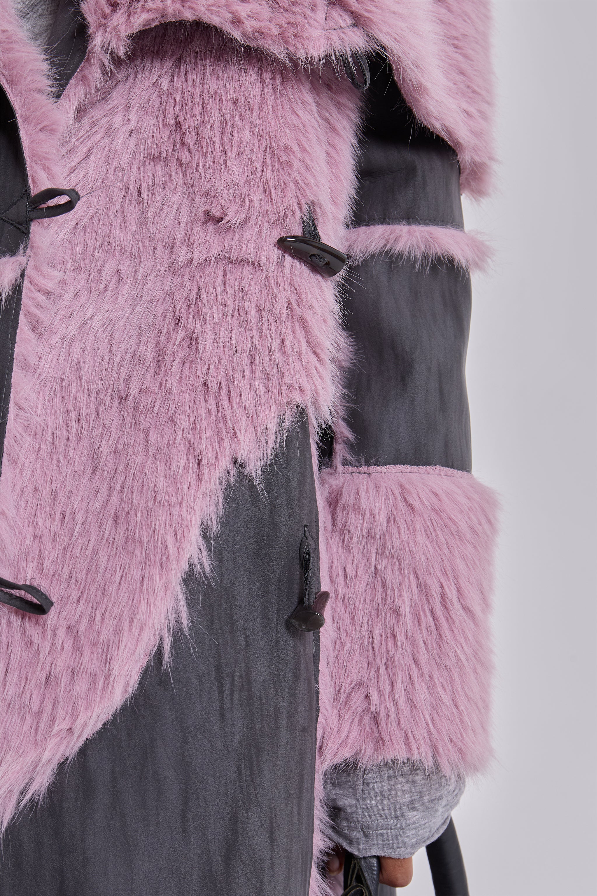 Alise Patchwork Faux Suede and Fur Maxi Coat - Image 9