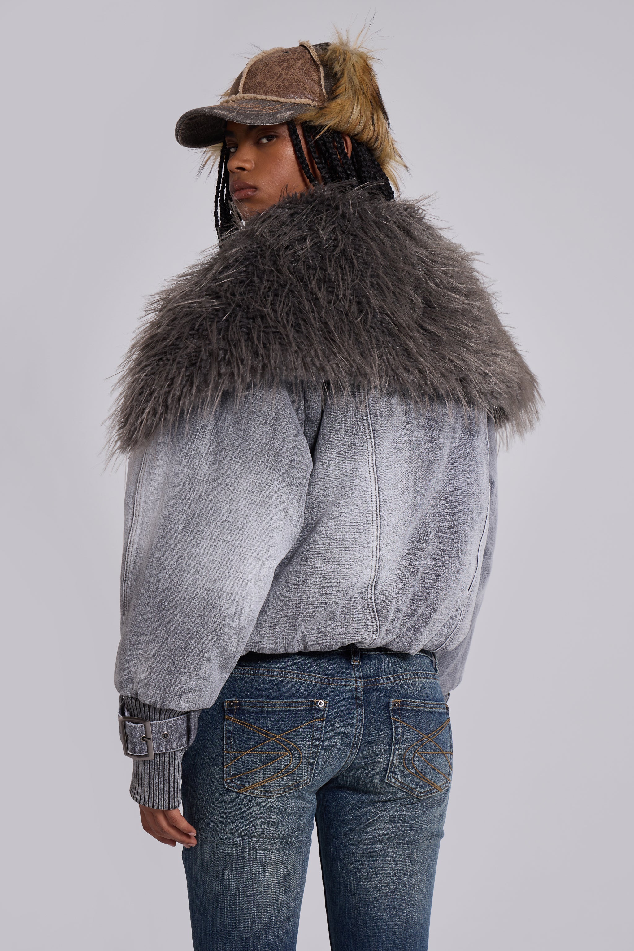 Alloy Denim Bomber Jacket in Grey - Image 5