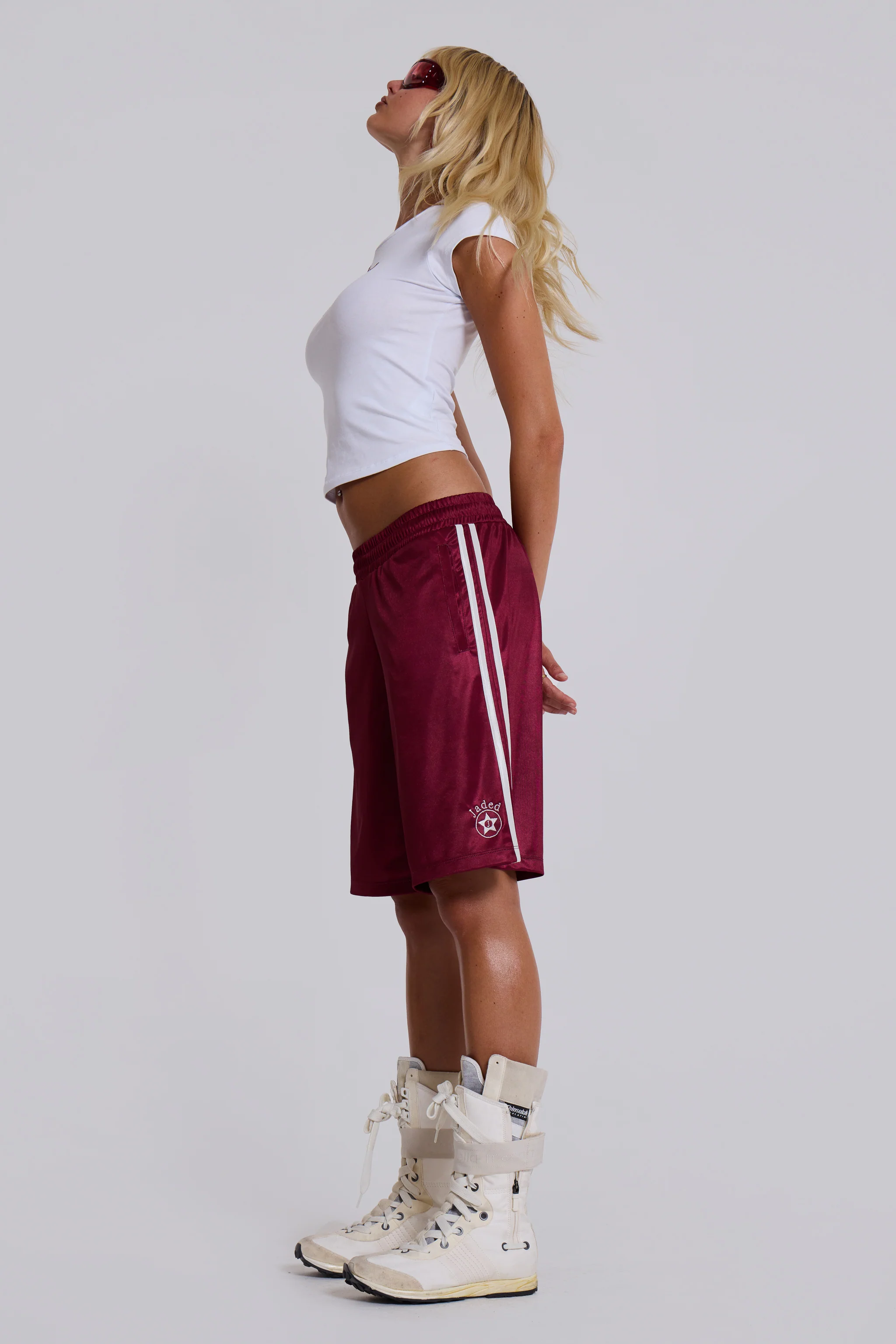 Burgundy Alyx Longline Football Shorts - Image 11