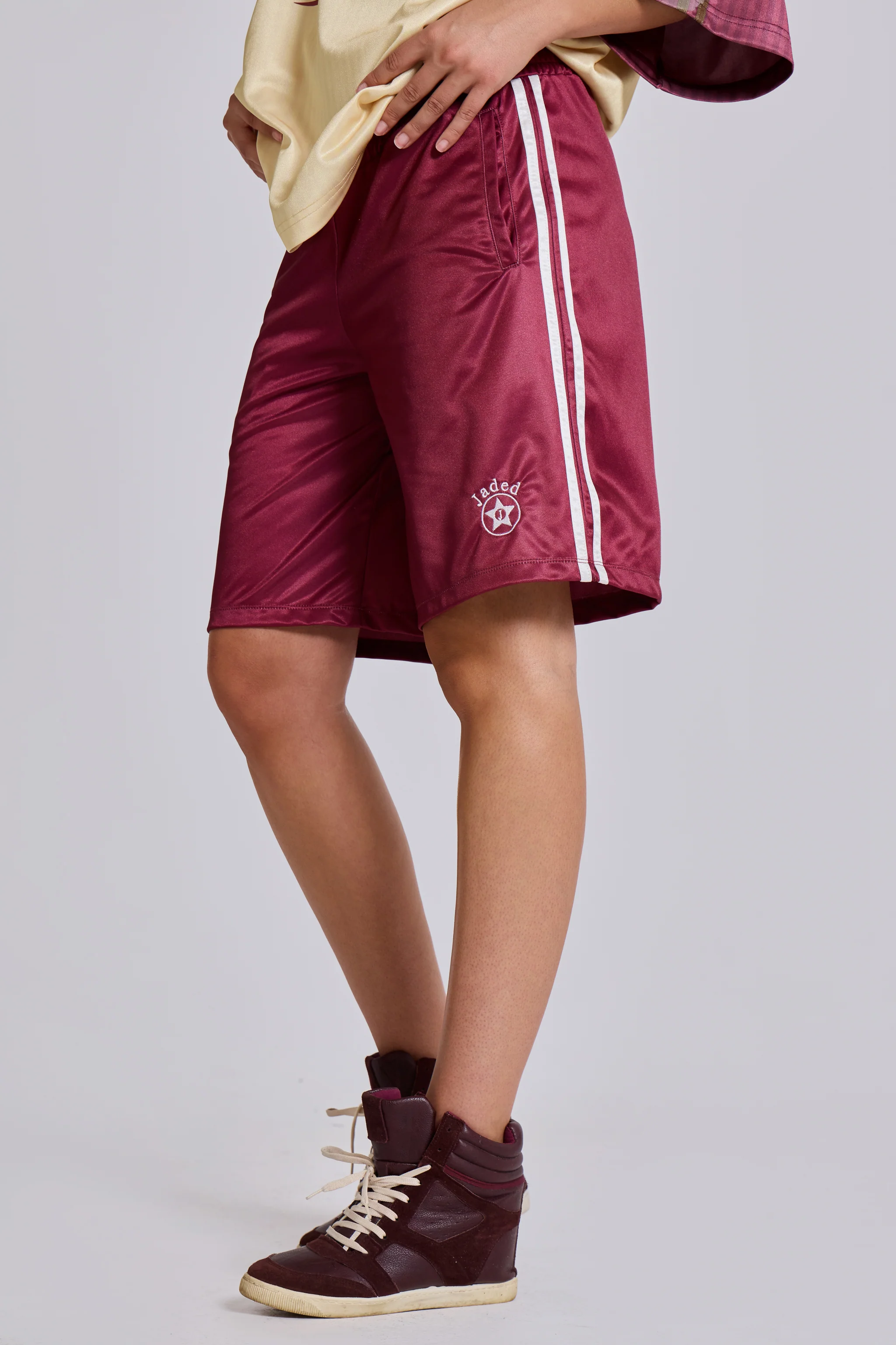 Burgundy Alyx Longline Football Shorts - Image 6