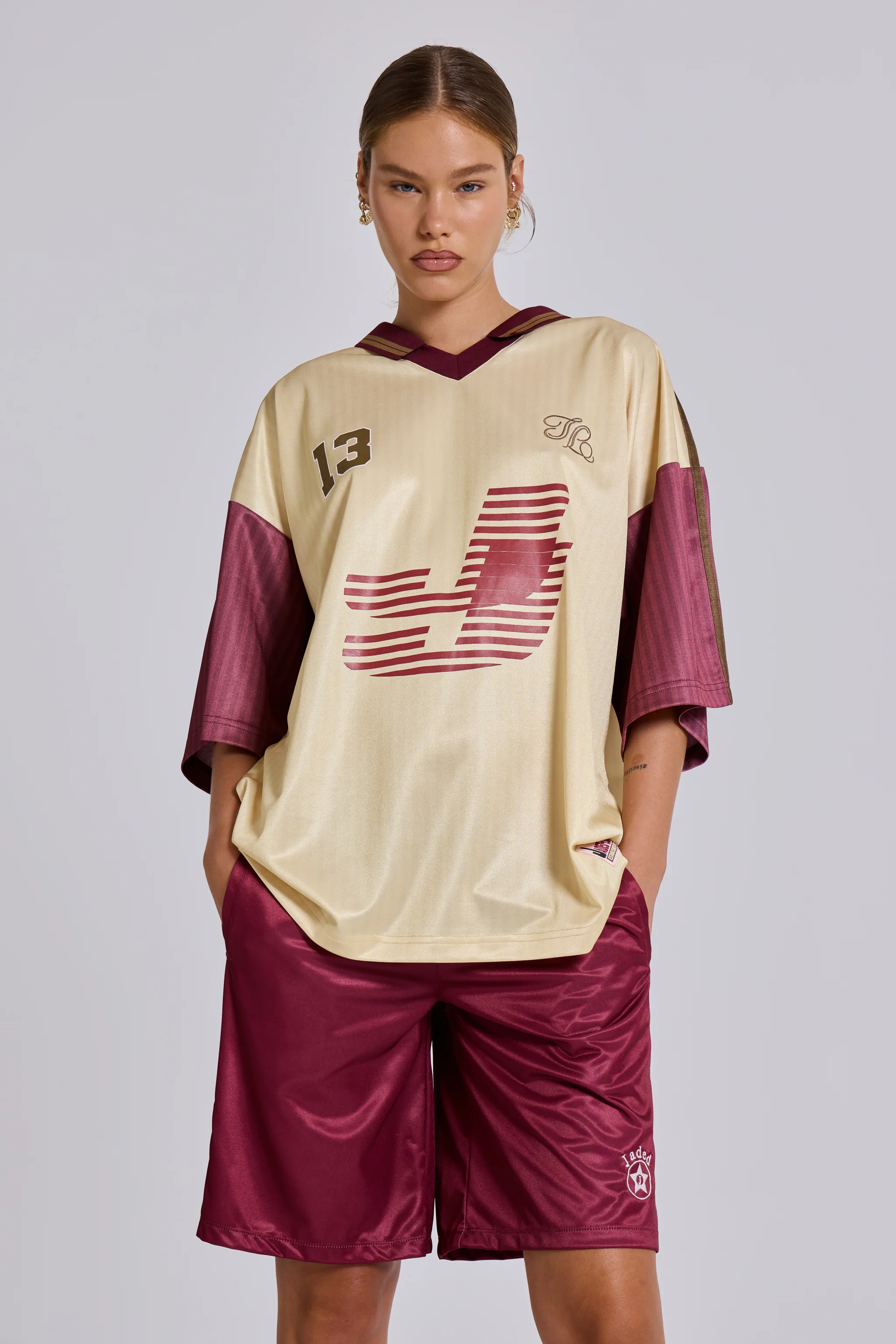 Burgundy Alyx Longline Football Shorts - Image 7