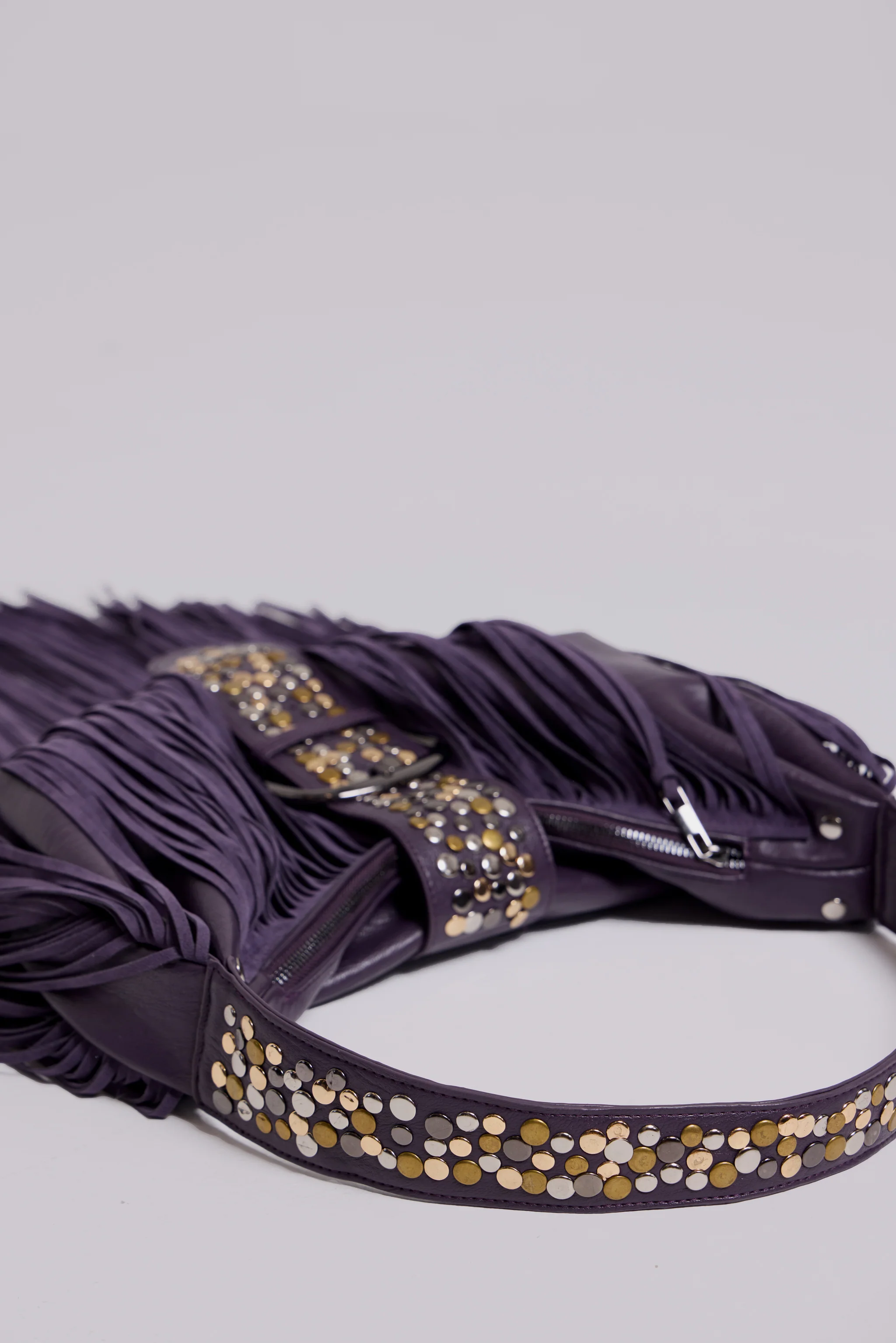 Amethyst Fringe Studded Shoulder Bag - Image 4