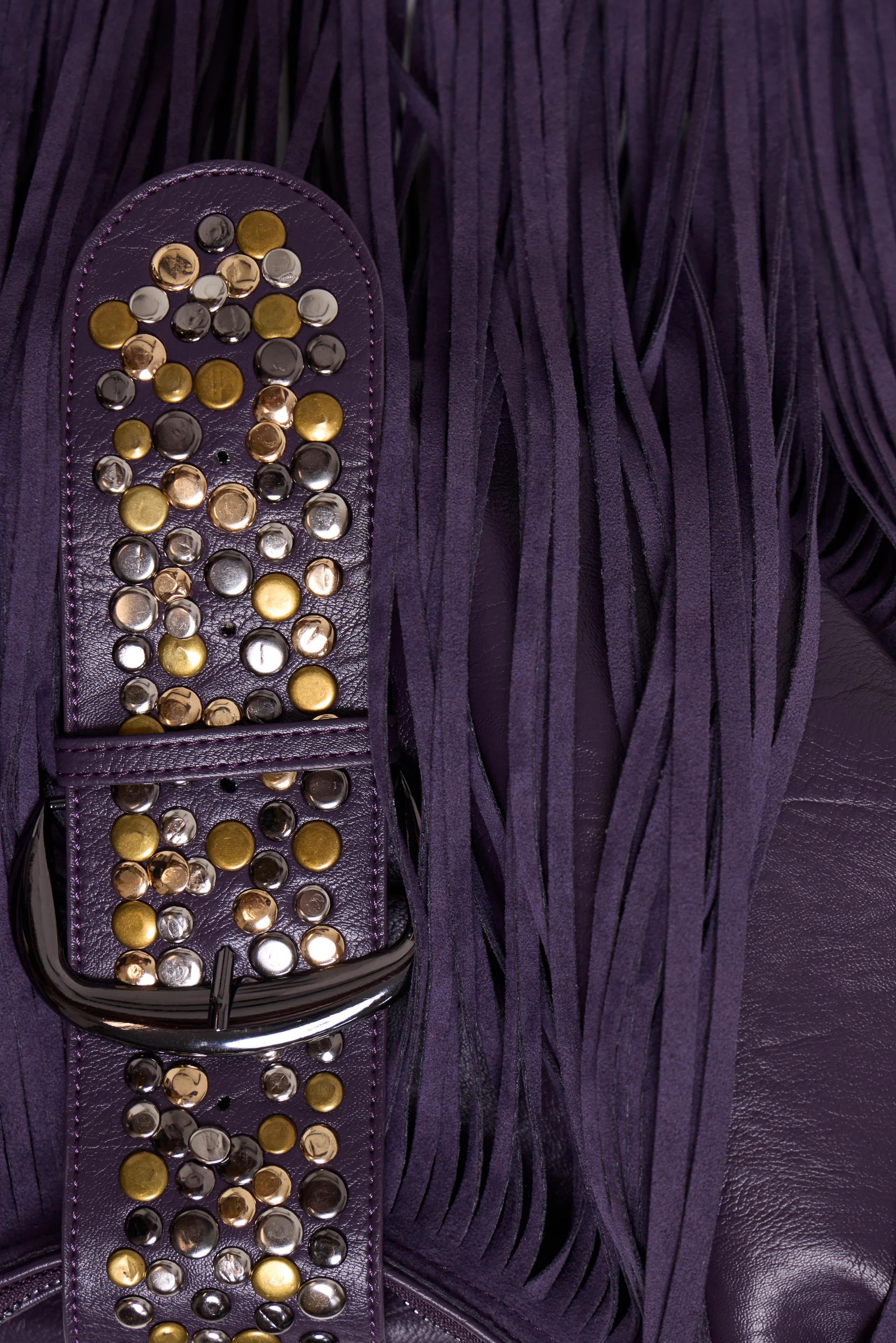 Amethyst Fringe Studded Shoulder Bag - Image 7
