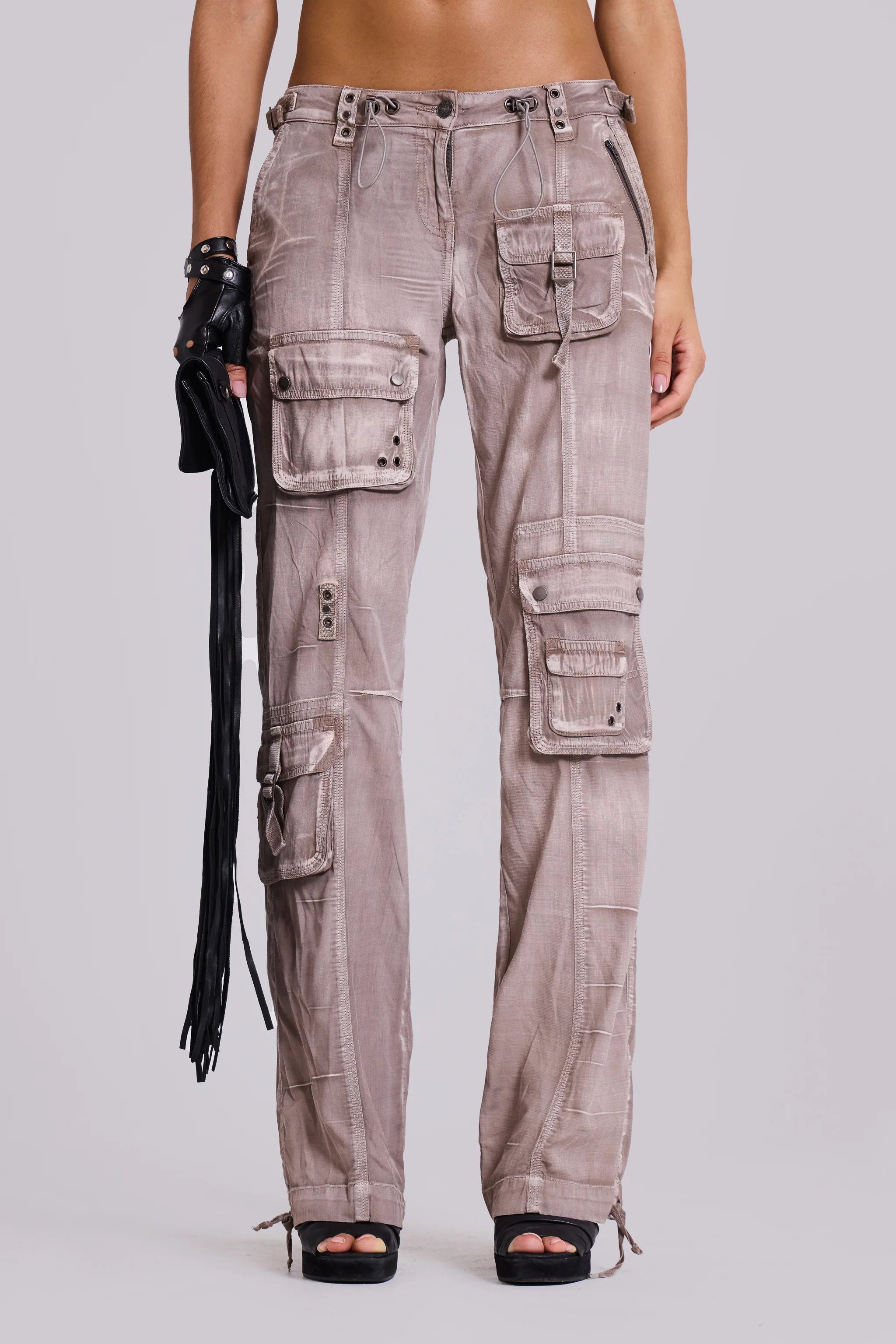 Ara Low-Rise Washed Cargo Trousers - Image 4