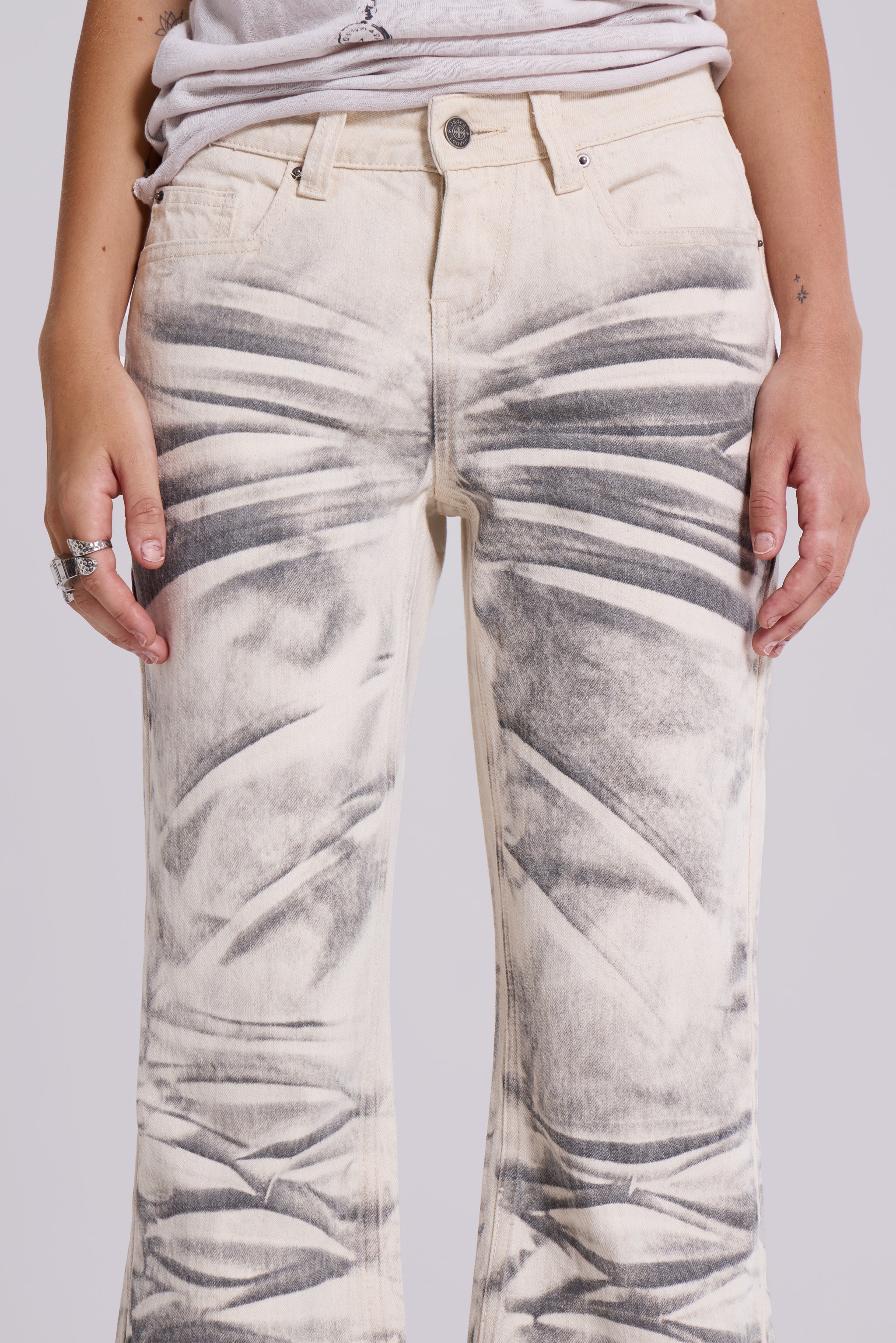 Arctic White Drift Flared Jeans - Image 3