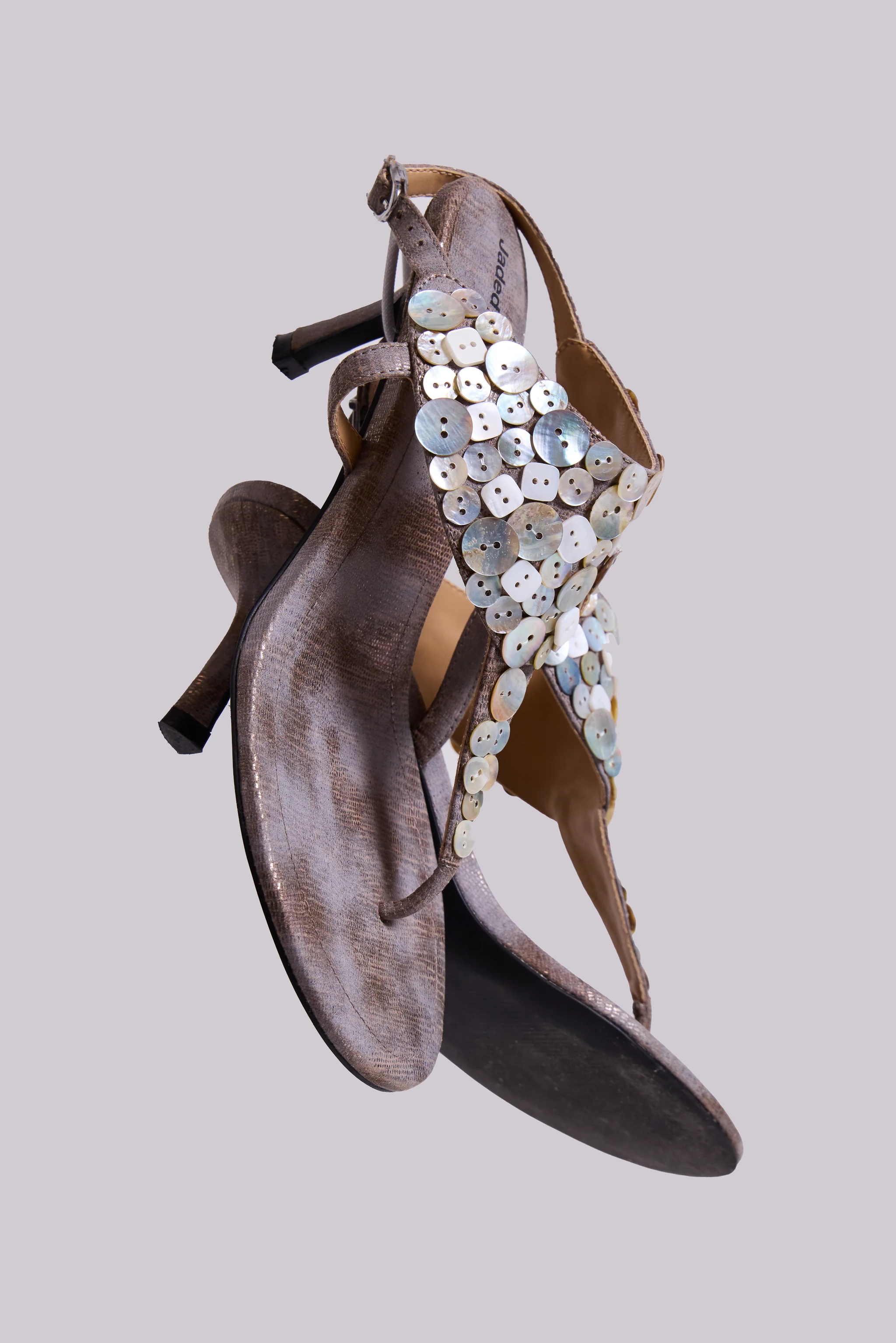 Azaela Metallic Button Heeled Sandals - Image 3
