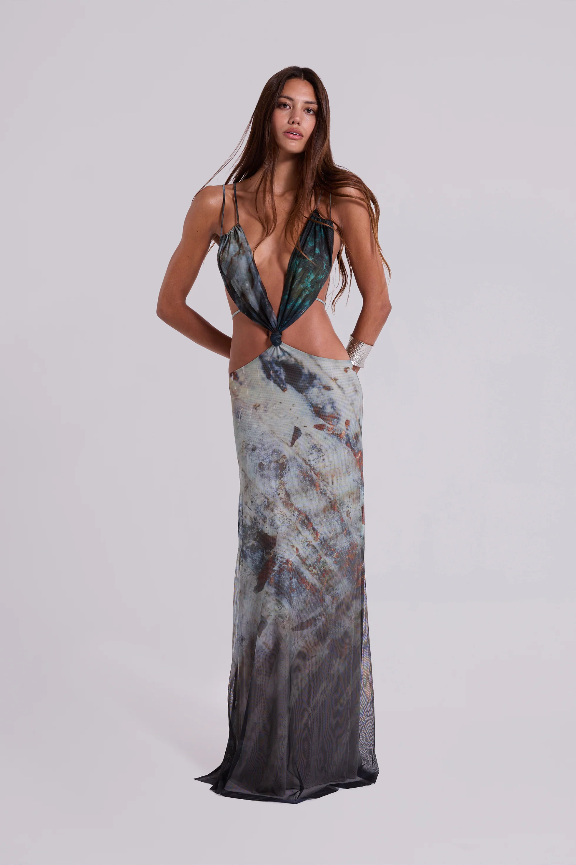 Azariah Maxi Dress With Turquoise Trim - Image 10
