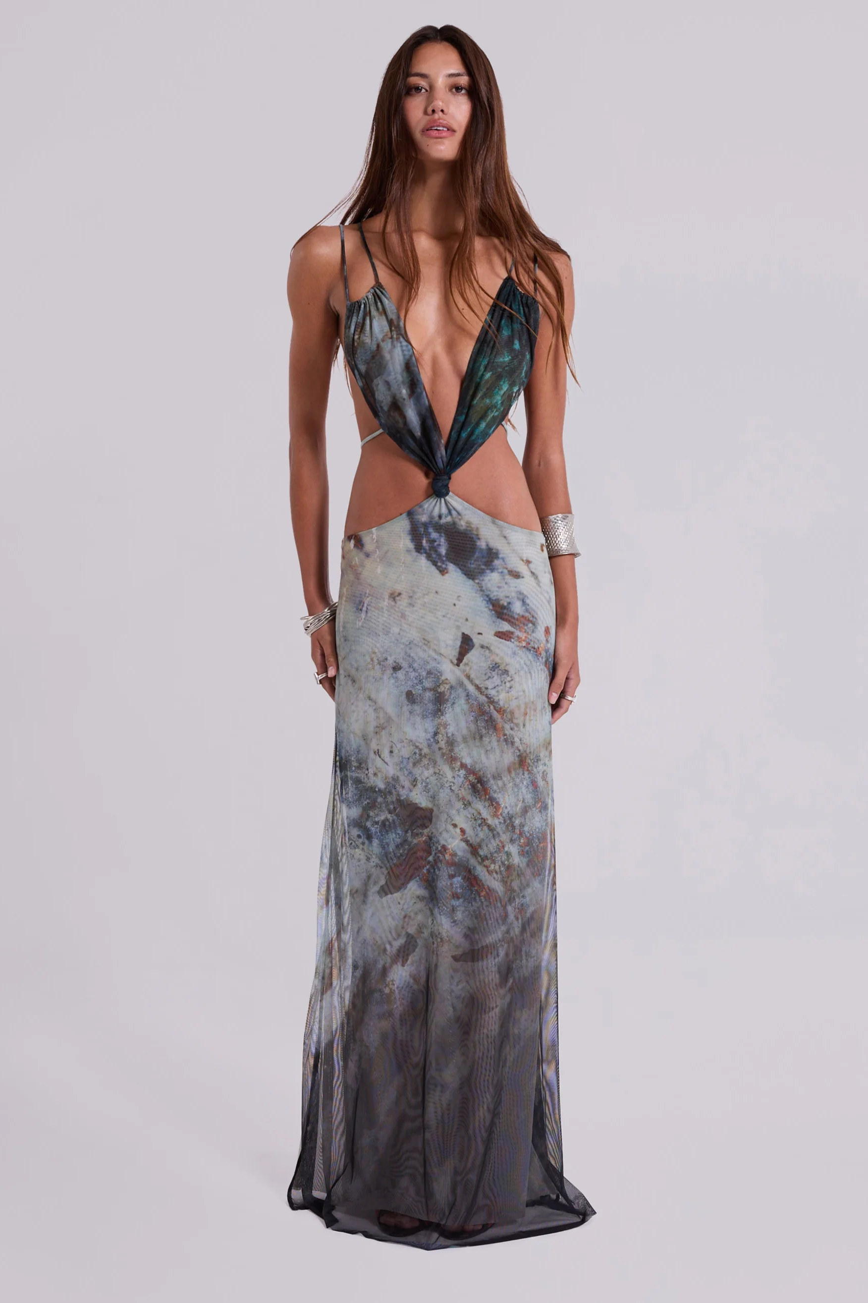 Azariah Maxi Dress With Turquoise Trim - Image 2
