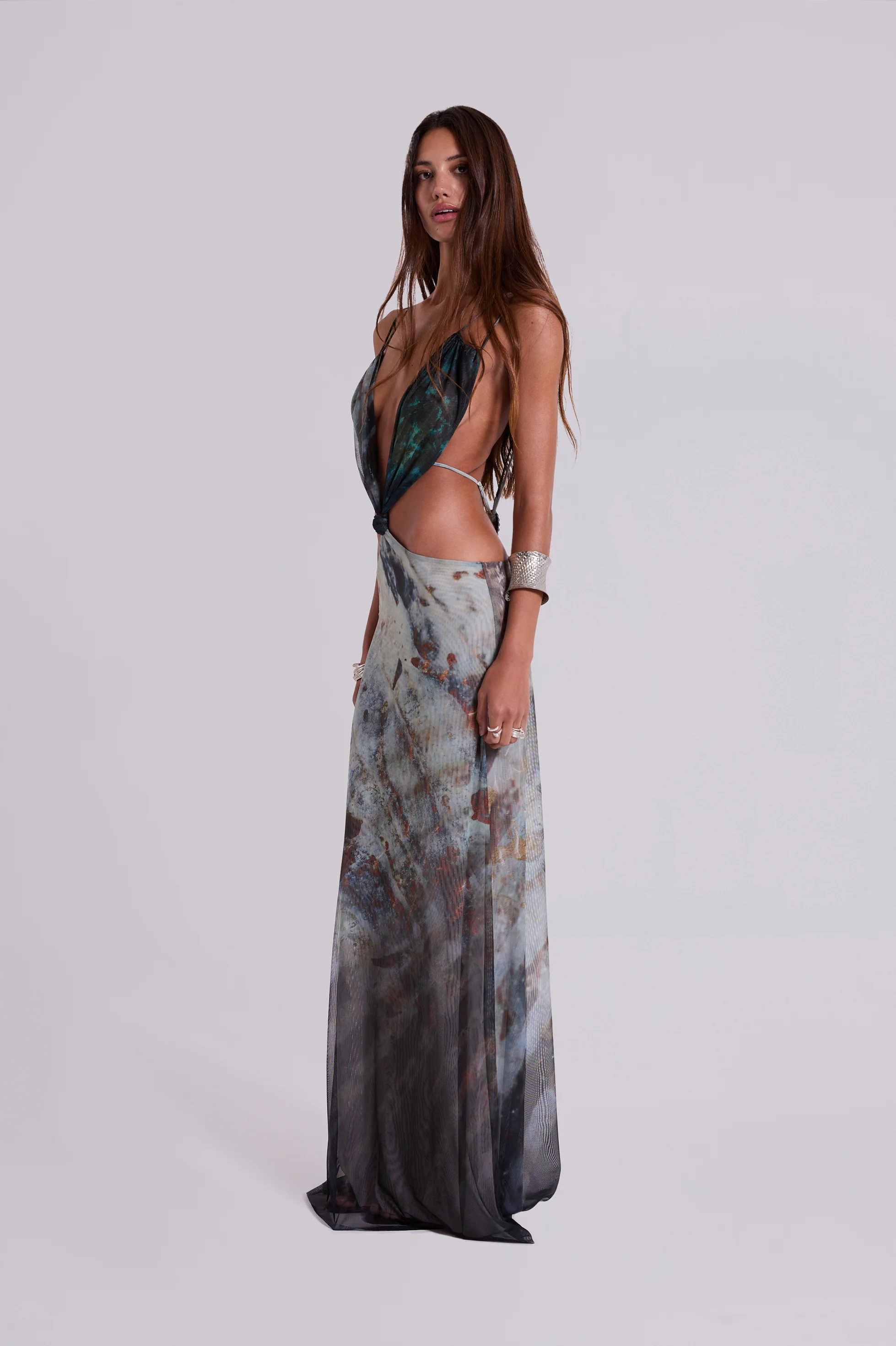 Azariah Maxi Dress With Turquoise Trim - Image 8