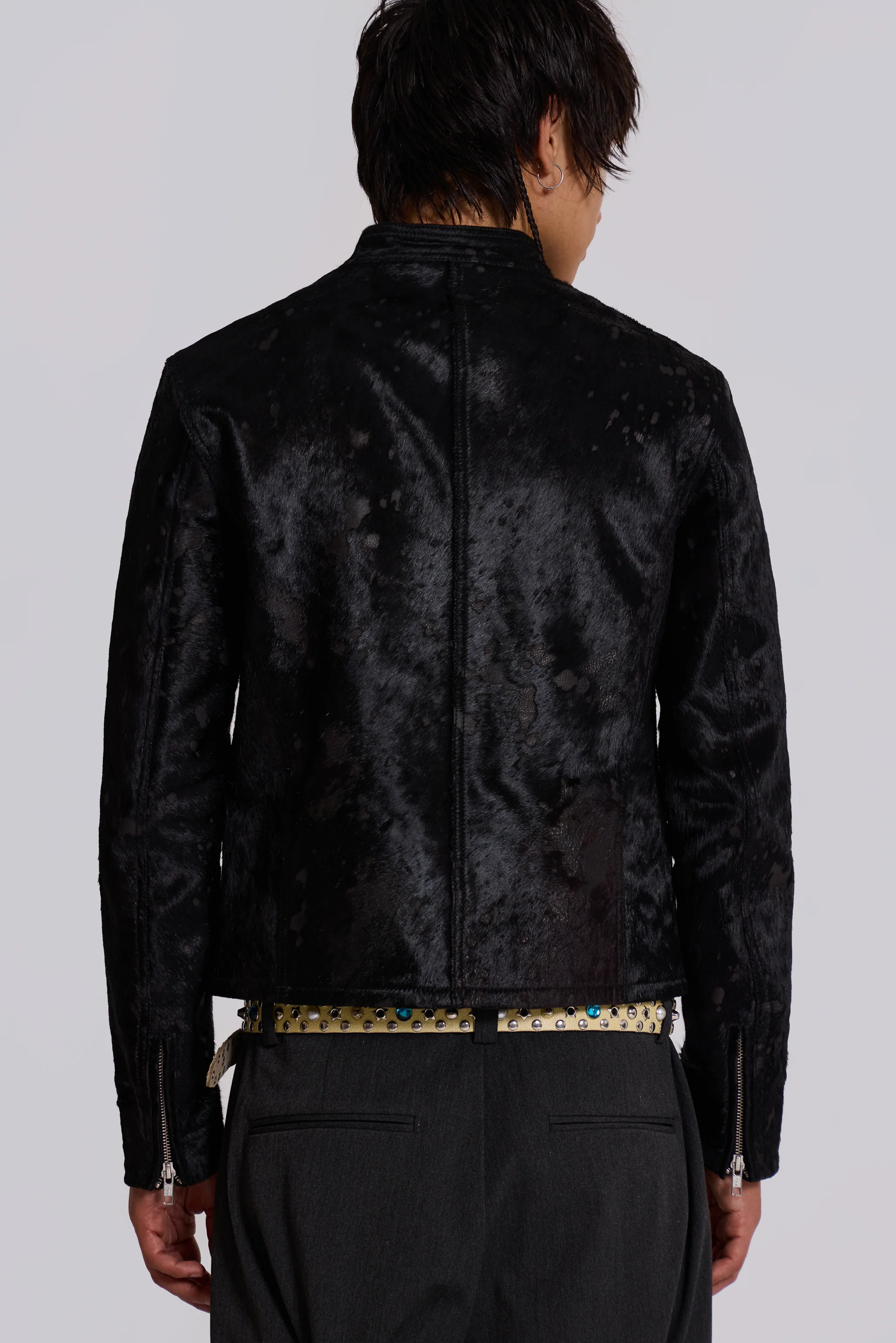 Black Real Leather Piston Jacket - Image 5