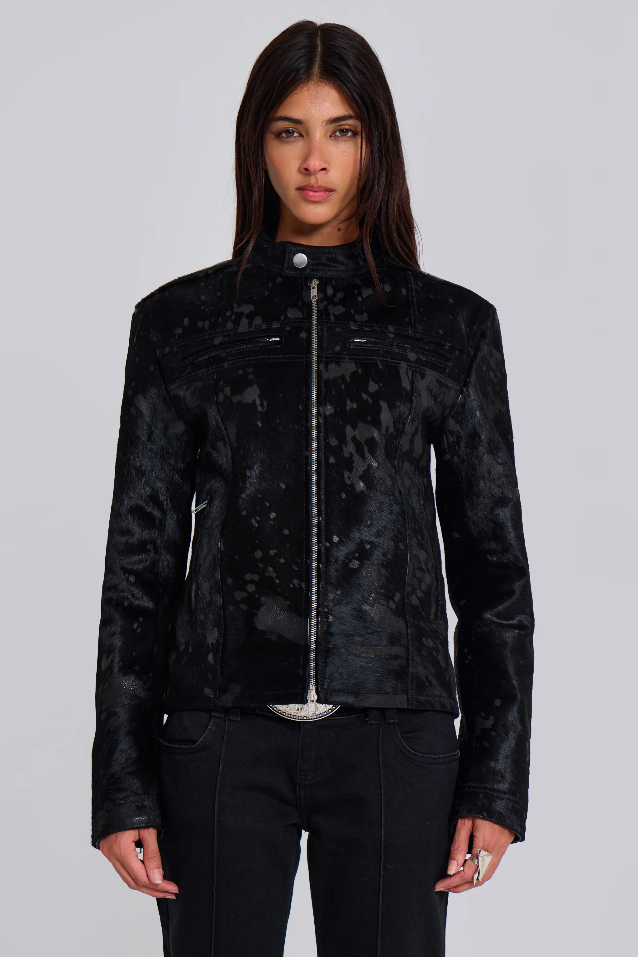 Black Real Leather Piston Jacket - Image 4