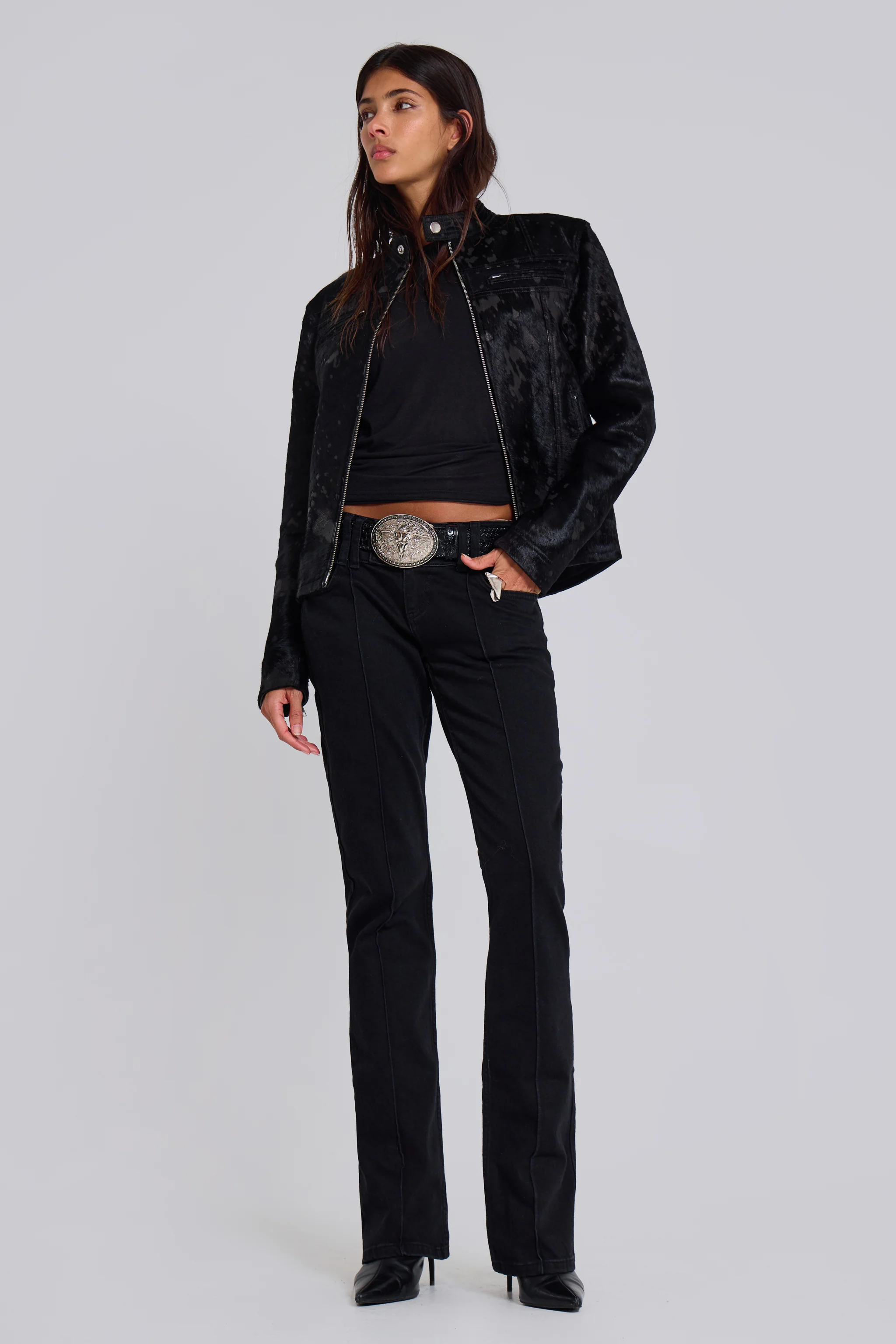 Black Real Leather Piston Jacket - Image 6