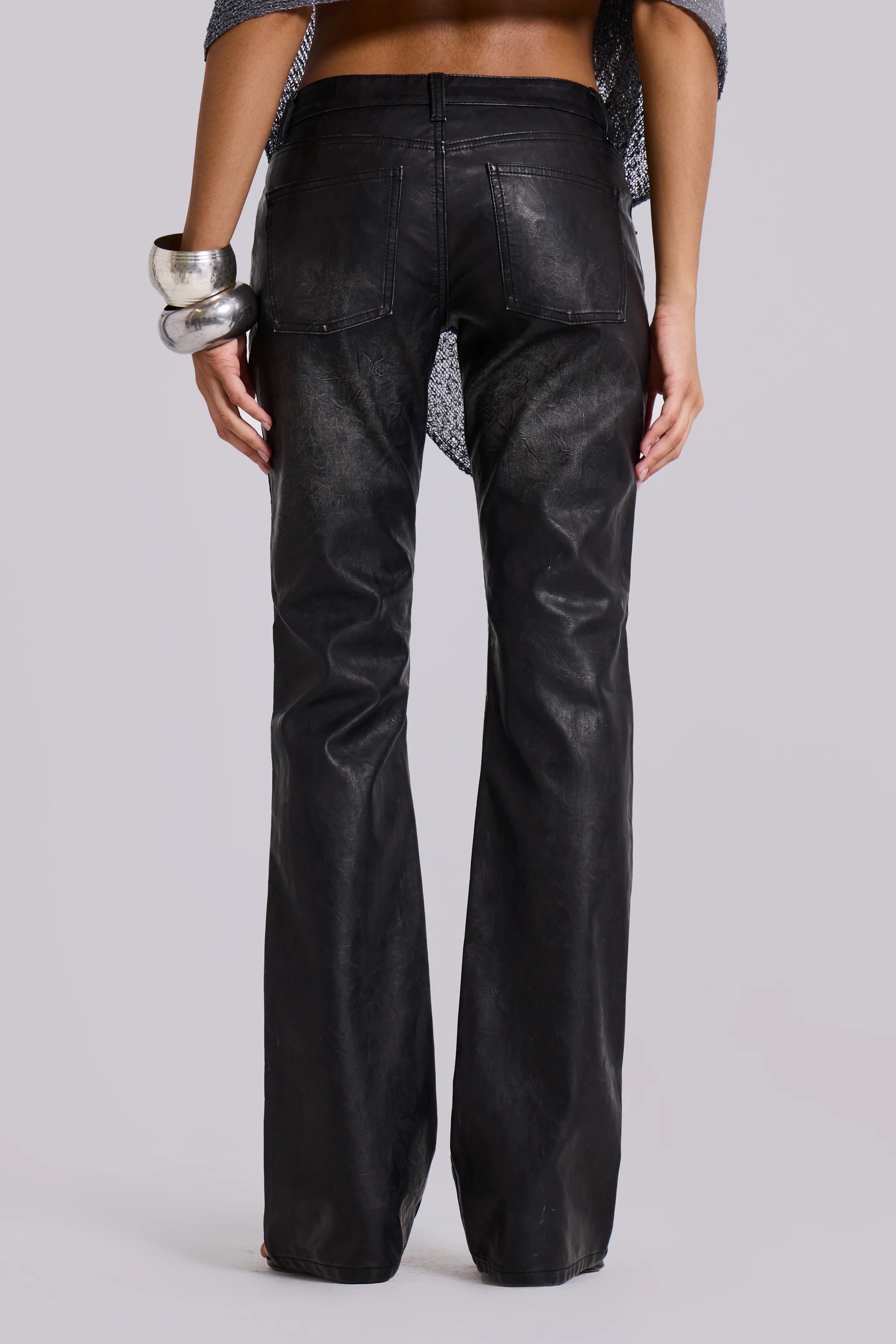 Black Cooper PU Bootcut Jeans - Image 4