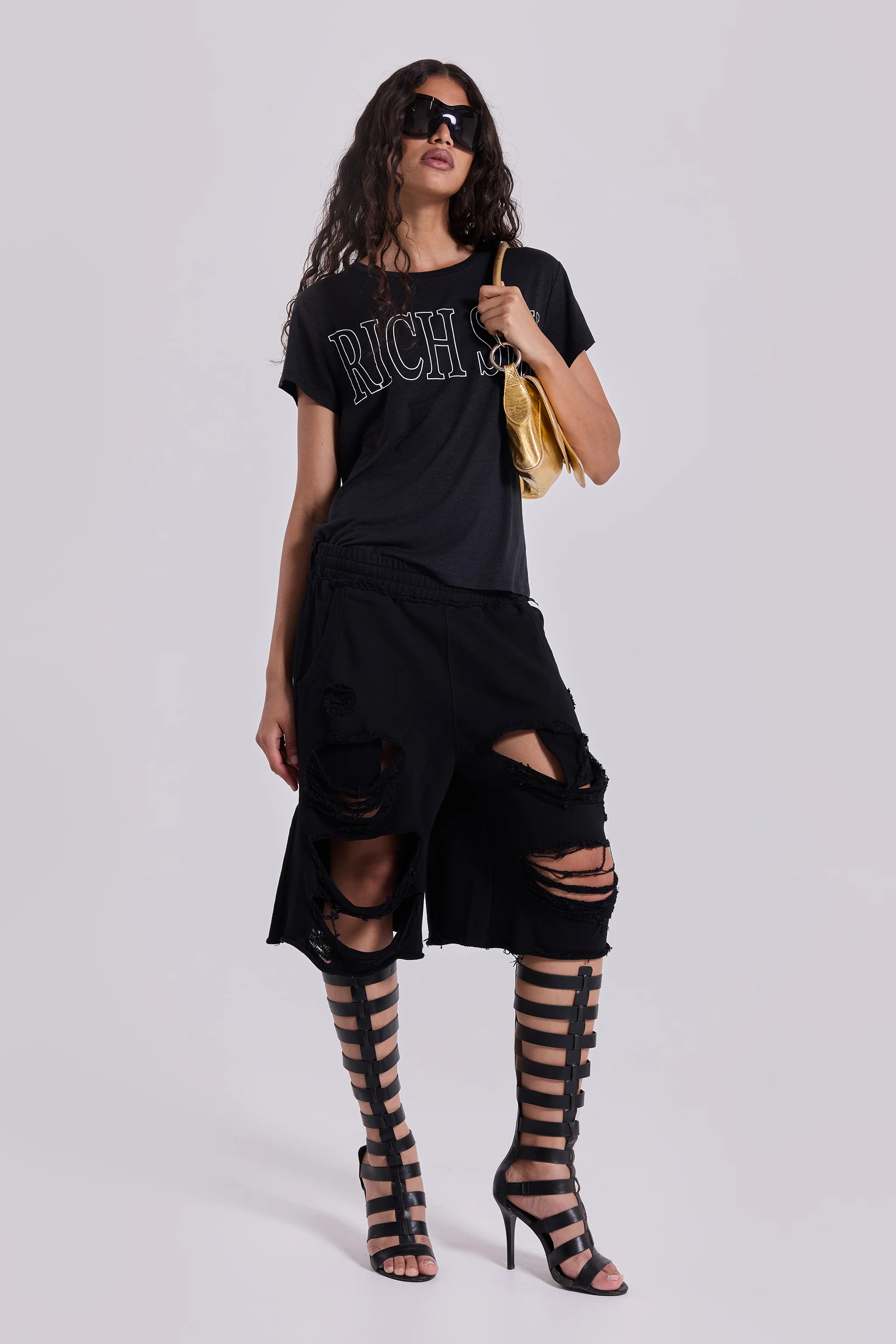Black Distressed Monster Shorts - Image 5