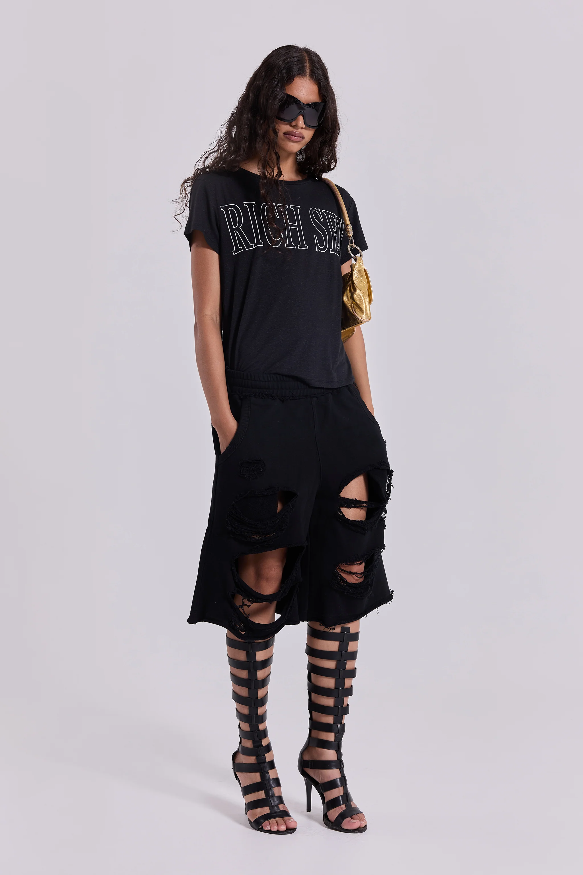 Black Distressed Monster Shorts - Image 6