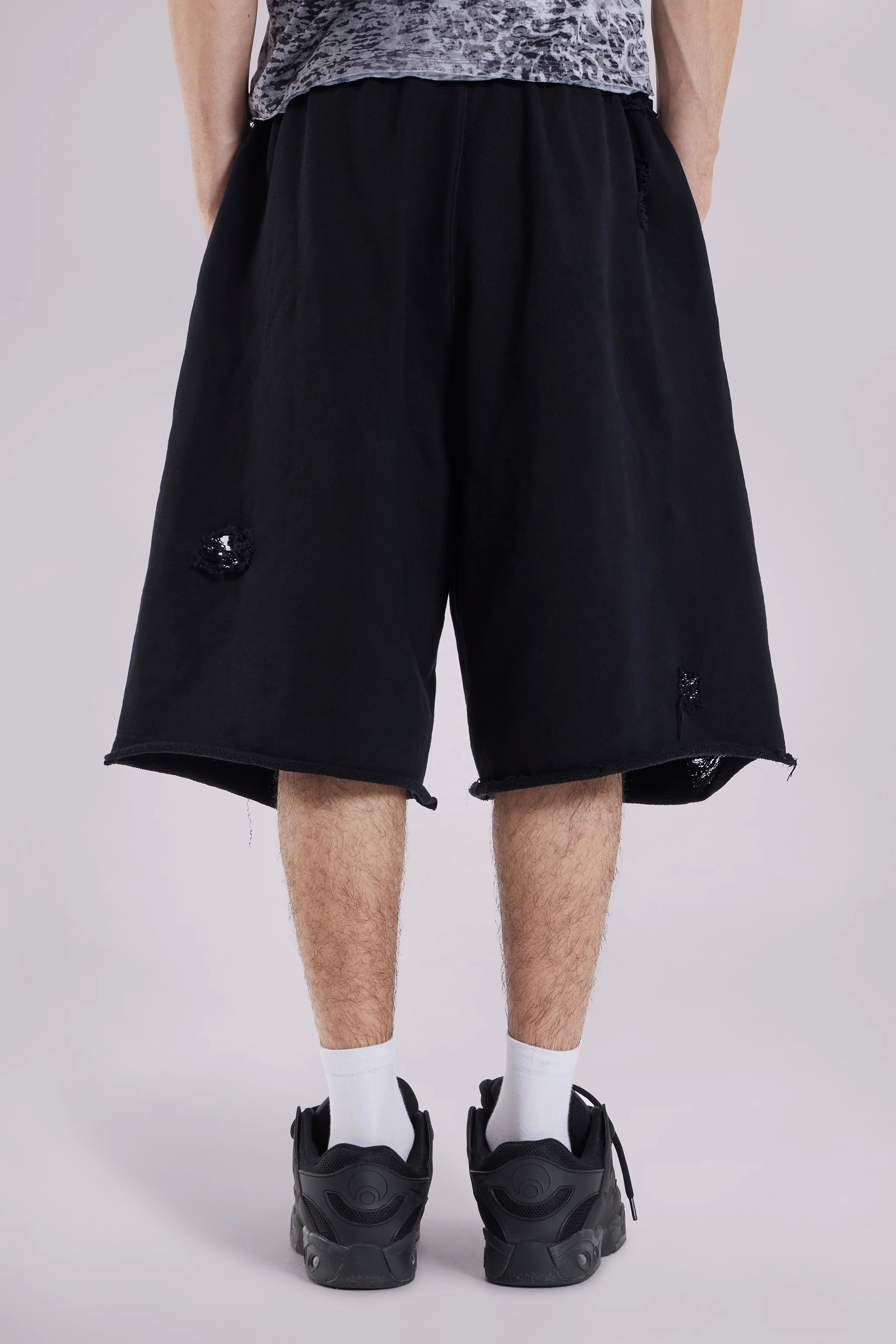 Black Distressed Monster Shorts - Image 4