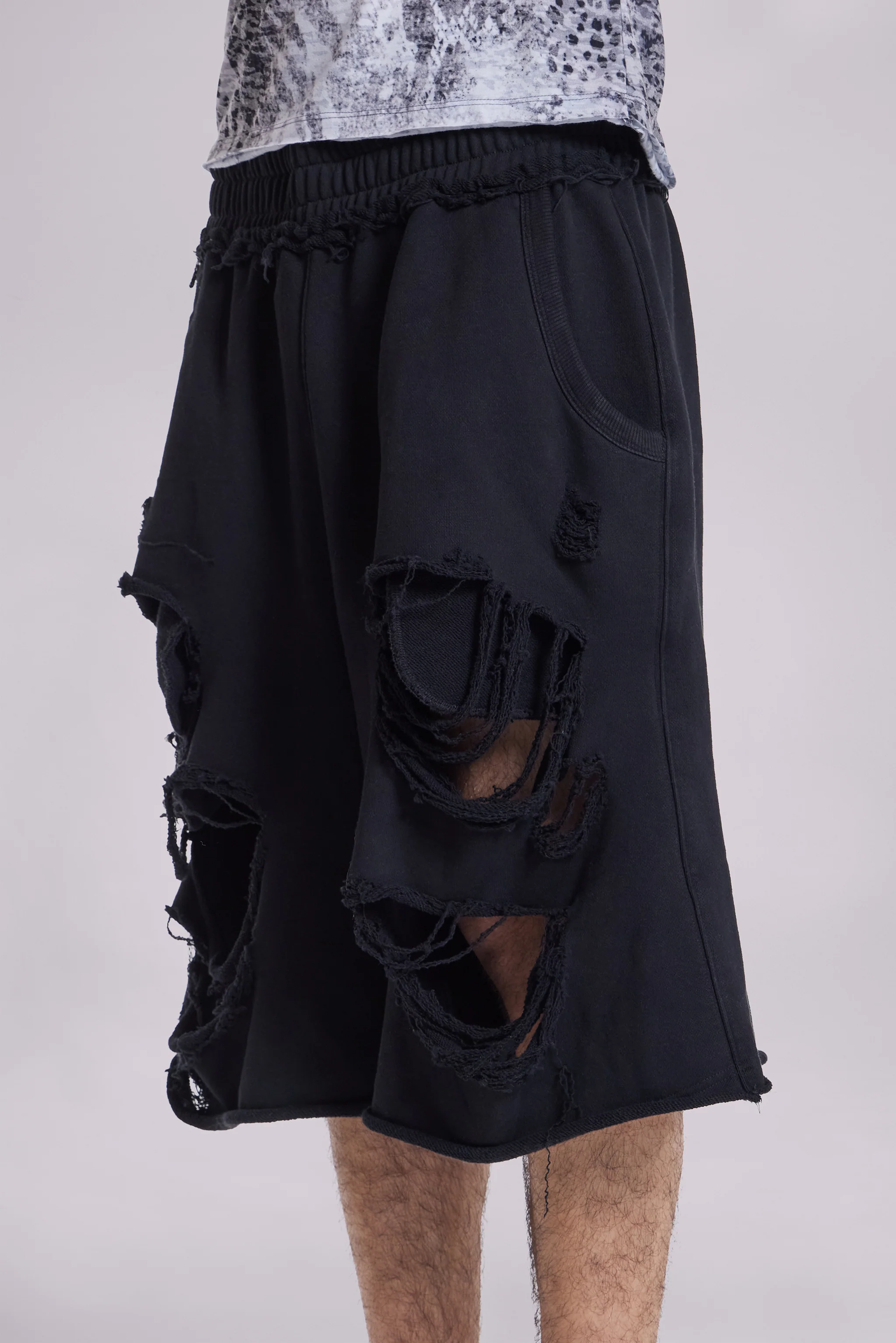 Black Distressed Monster Shorts - Image 5