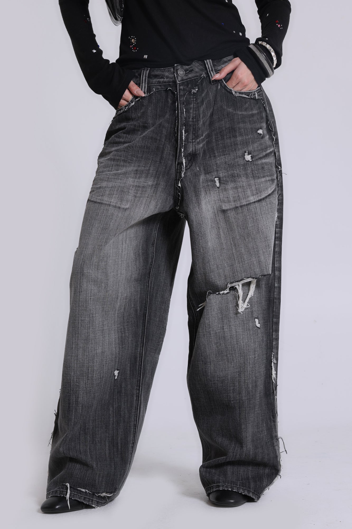 Black Eroded XL Colossus Jeans - Image 3