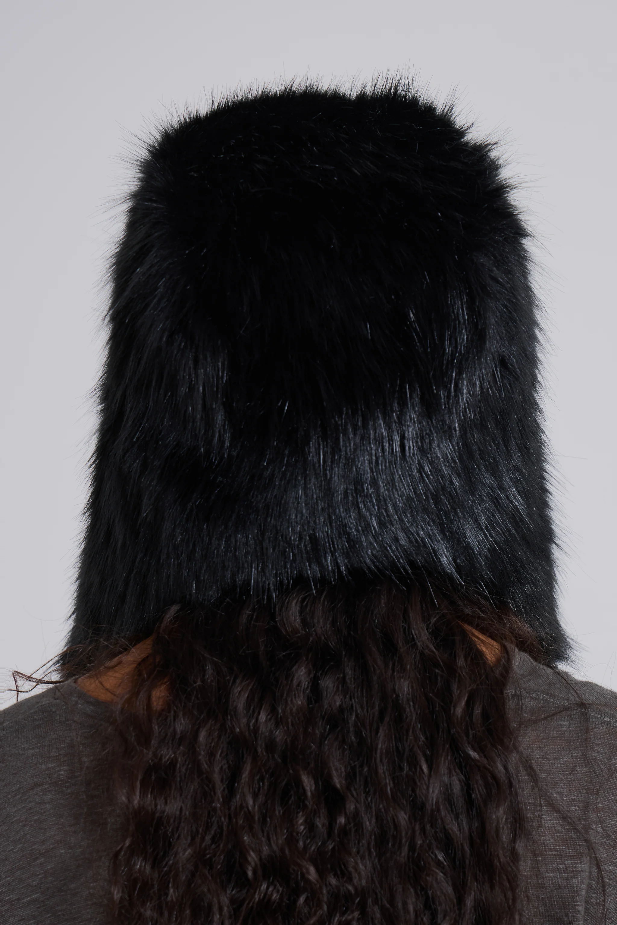 Black Faux Fur Trapper Hat - Image 4