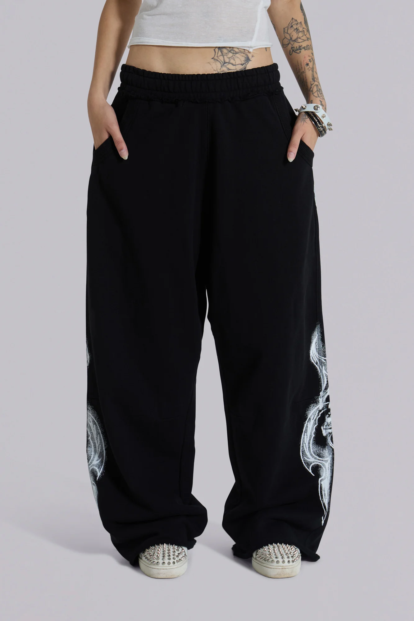 Black Gothic Print Baggy Monster Joggers - Image 4