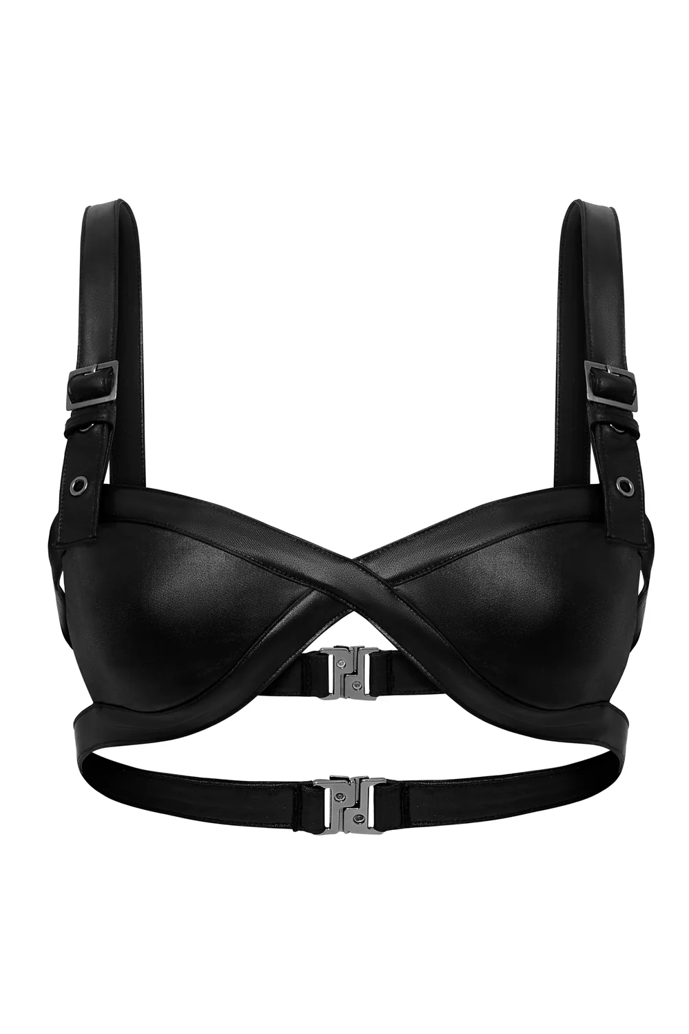Black Hydra Bikini Top with Buckle Detail - Image 5