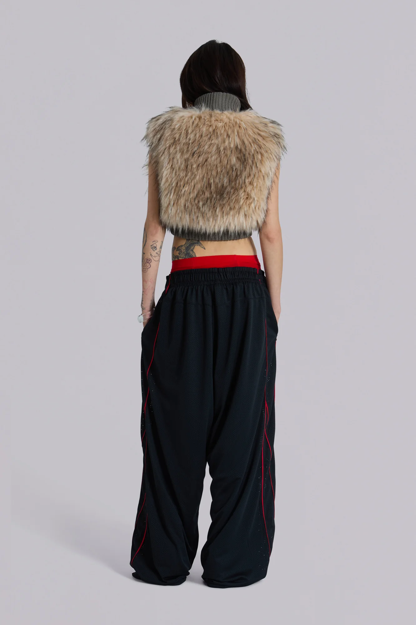 Black Mesh Vapor Tracksuit Bottoms - Image 4