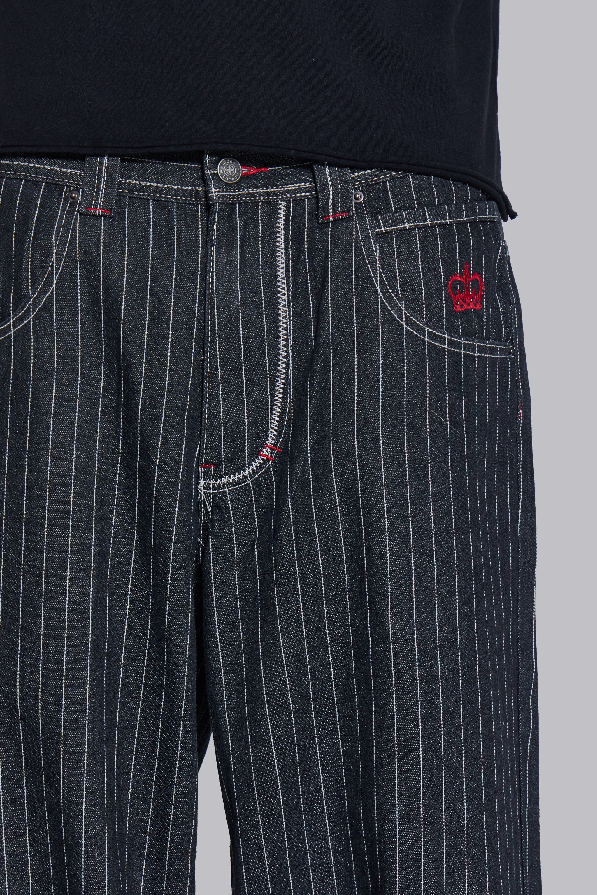 Black Ollie Pinstripe XL Colossus Jeans - Image 6