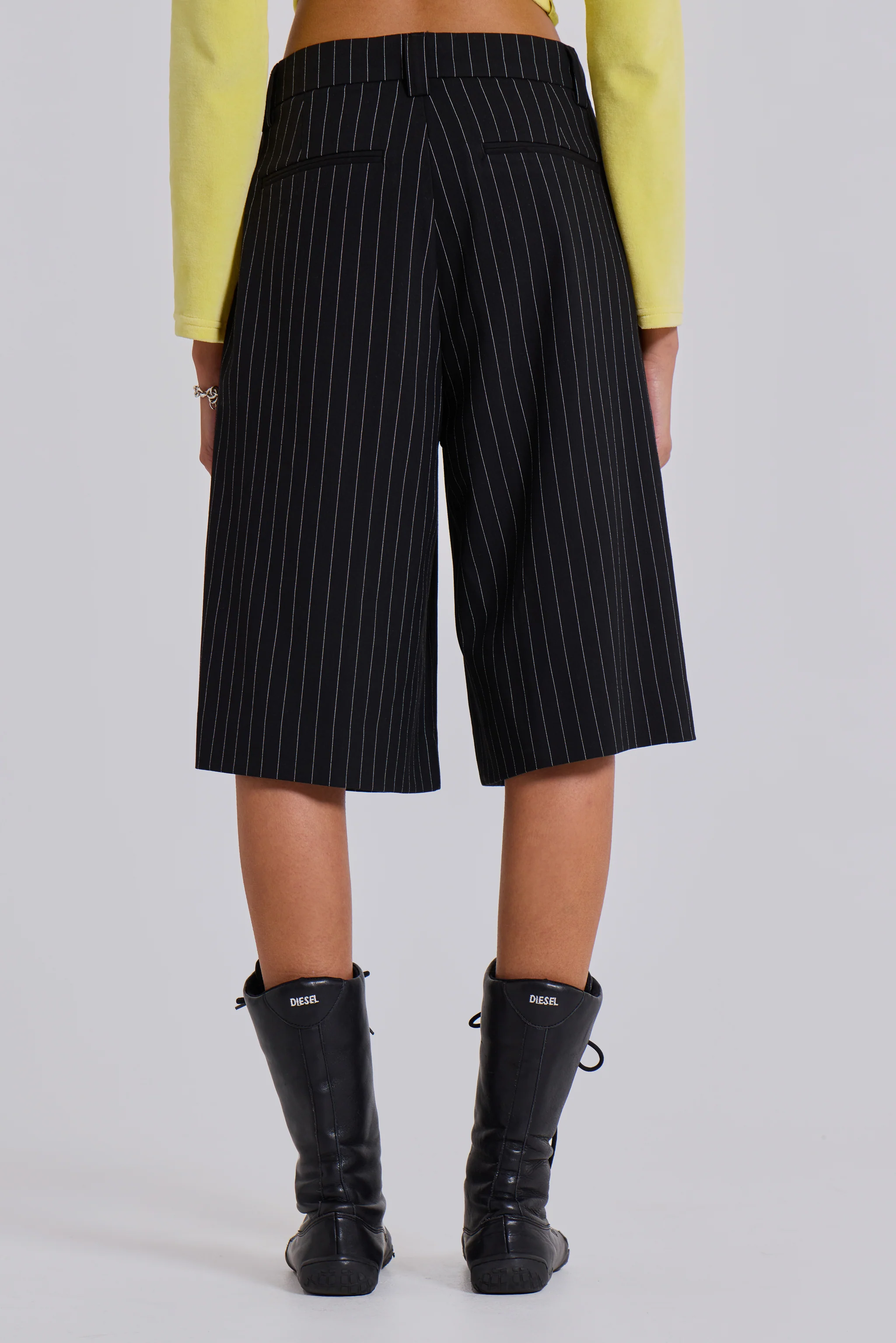 Black Pinstripe Goliath Shorts - Image 10