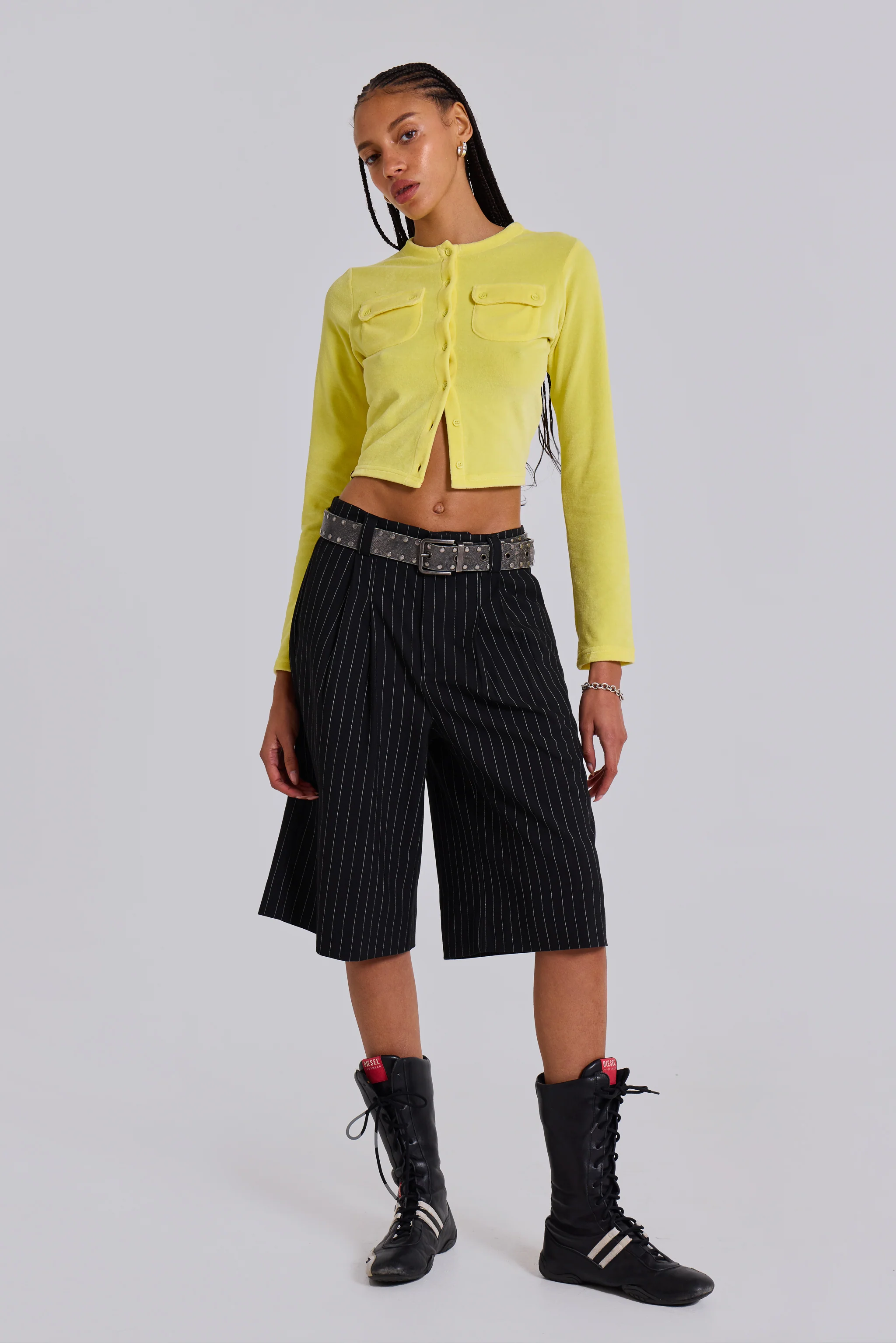 Black Pinstripe Goliath Shorts - Image 3