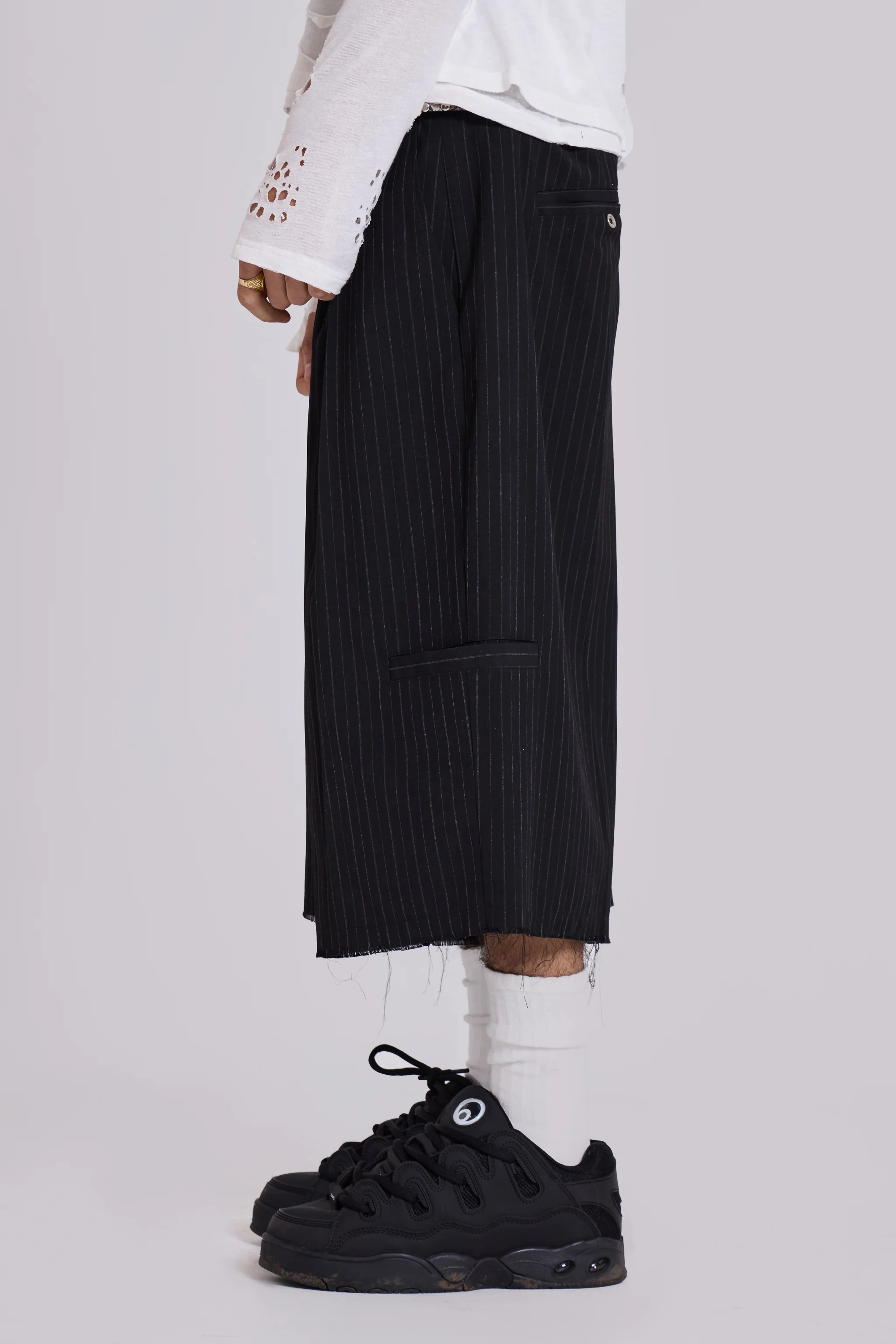 Black Pinstripe XL Goliath Baggy Shorts - Image 3