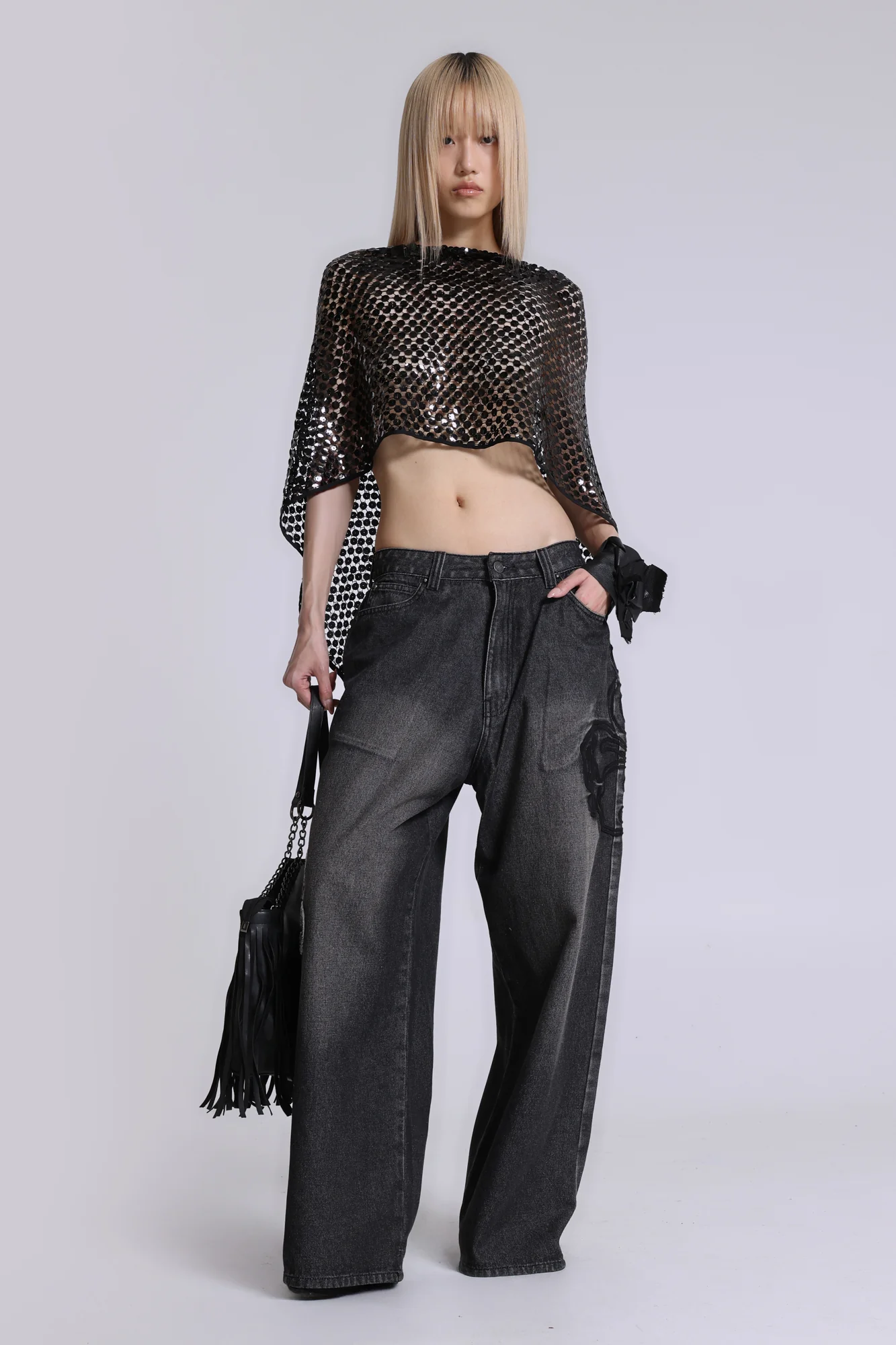 Black Raised Embroidery XL Colossus Jeans - Image 3