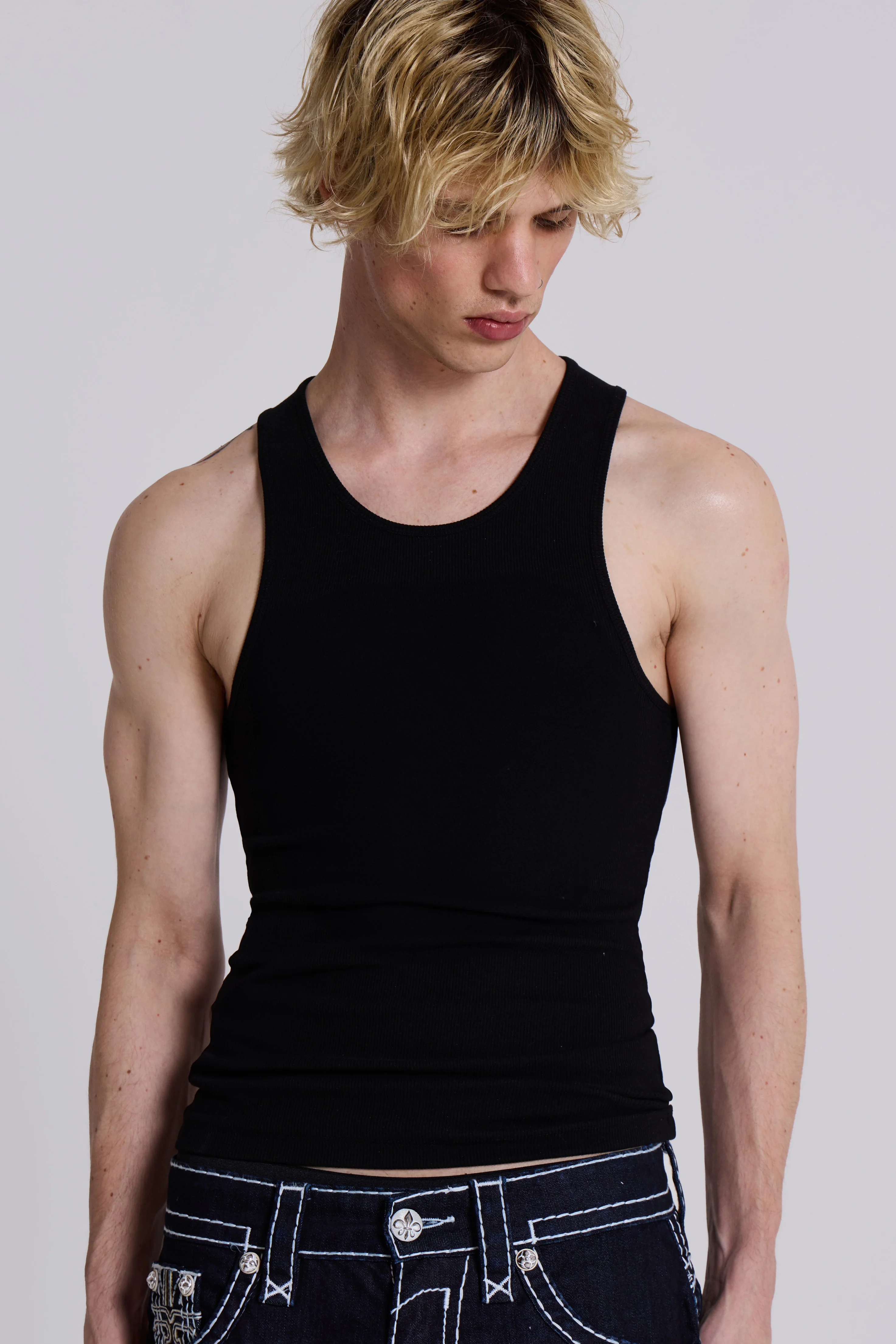 Black Rib Full Length Vest - Image 3