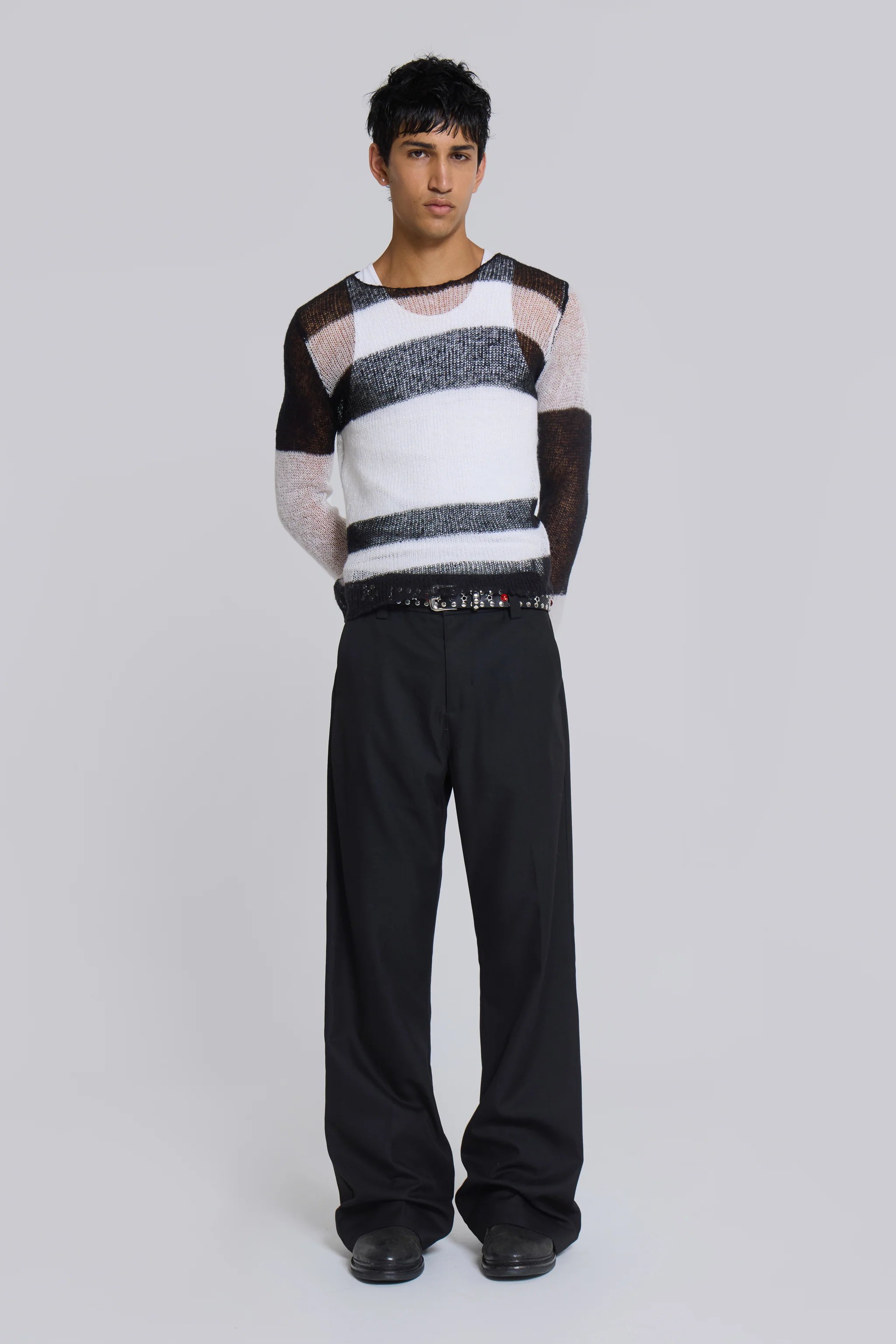 Black Stacked Bootcut Suit Pants - Image 3
