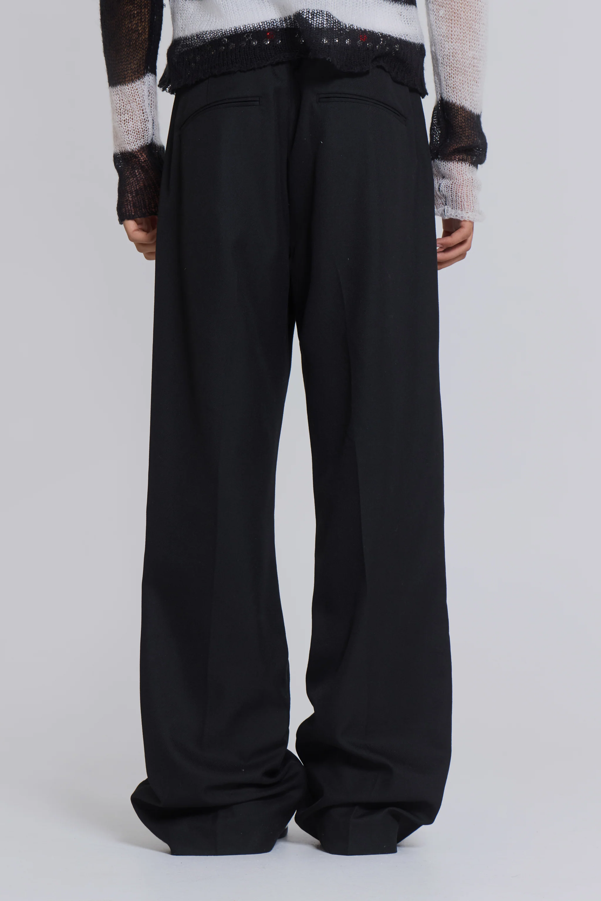 Black Stacked Bootcut Suit Pants - Image 4