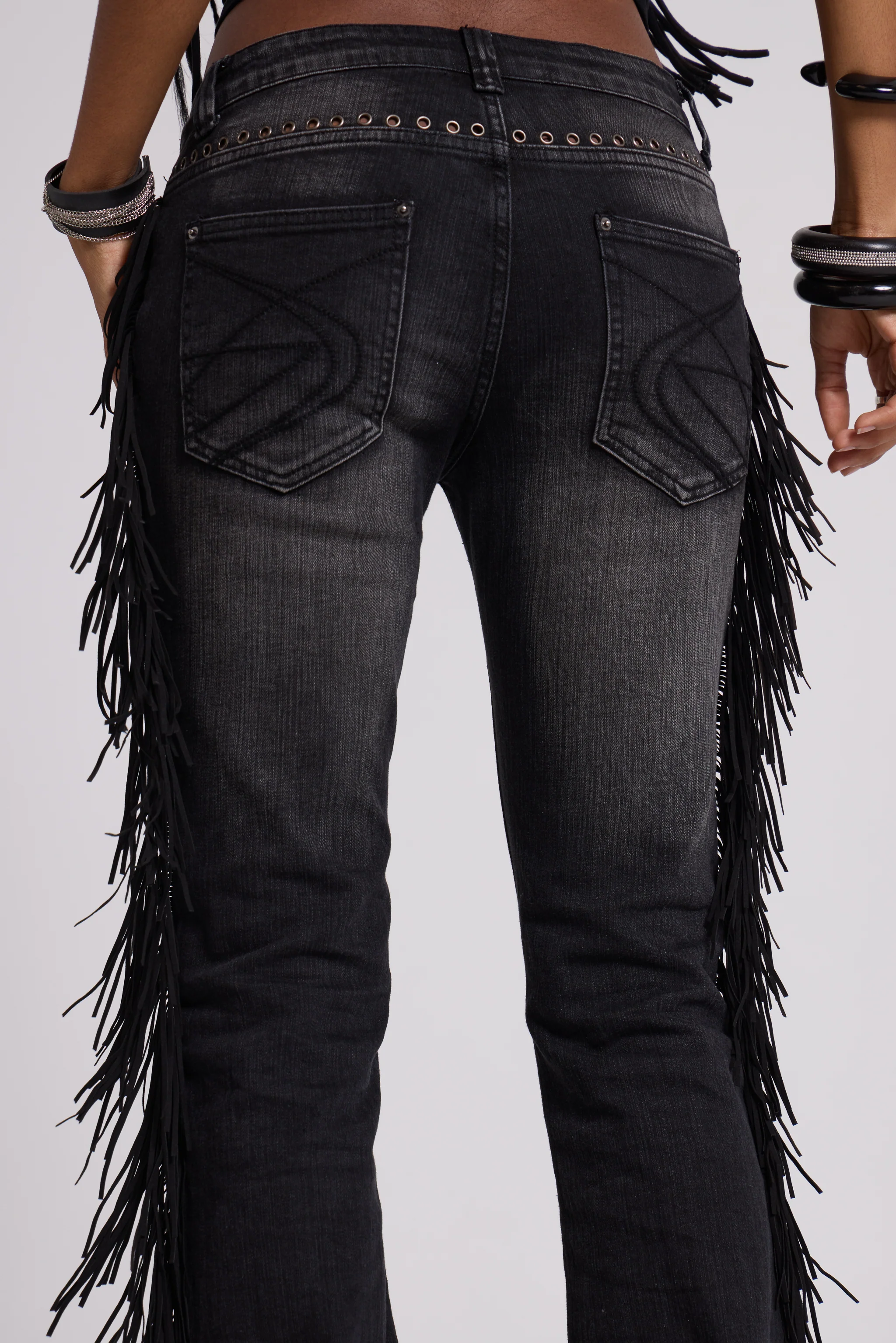 El Topo Fringe Bootcut Jeans in Black Wash - Image 10
