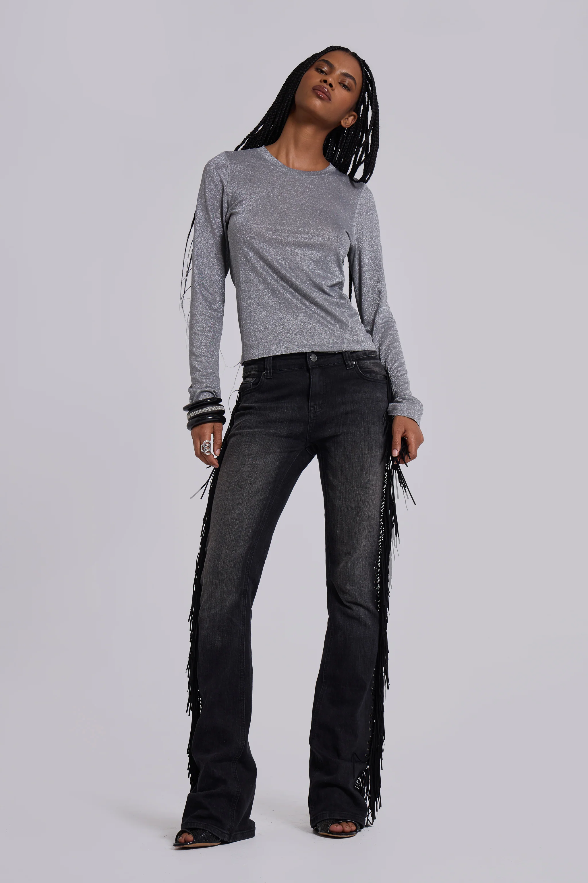 El Topo Fringe Bootcut Jeans in Black Wash - Image 11
