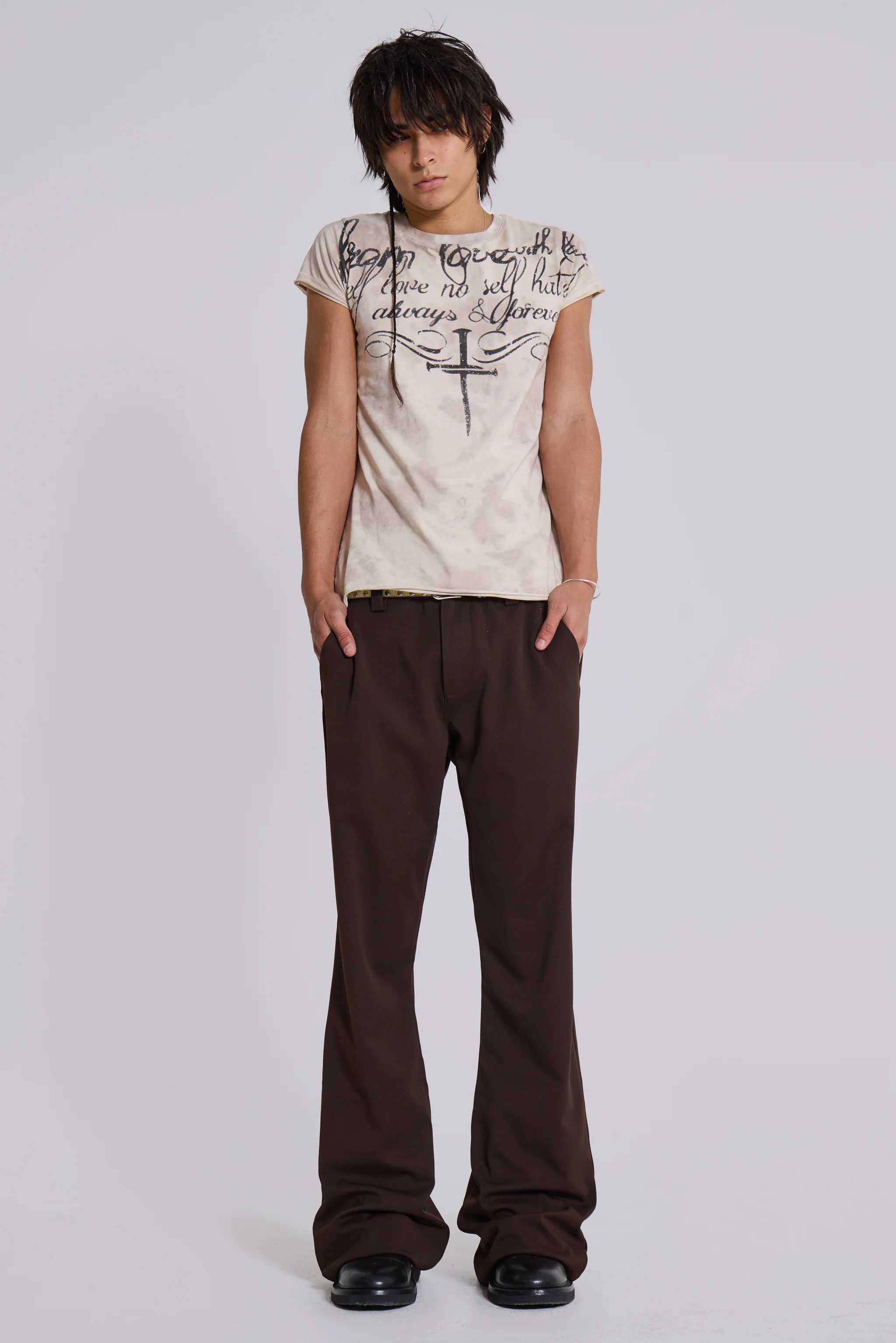 Brown Stacked Bootcut Suit Pants - Image 6
