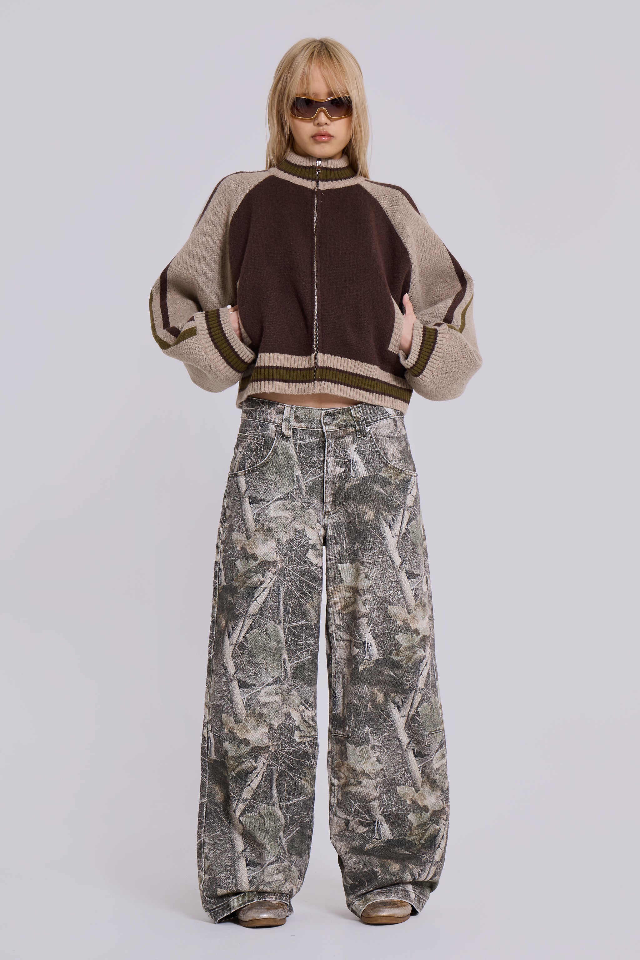 Brown Team 85 Knitted Bomber Jacket - Image 3