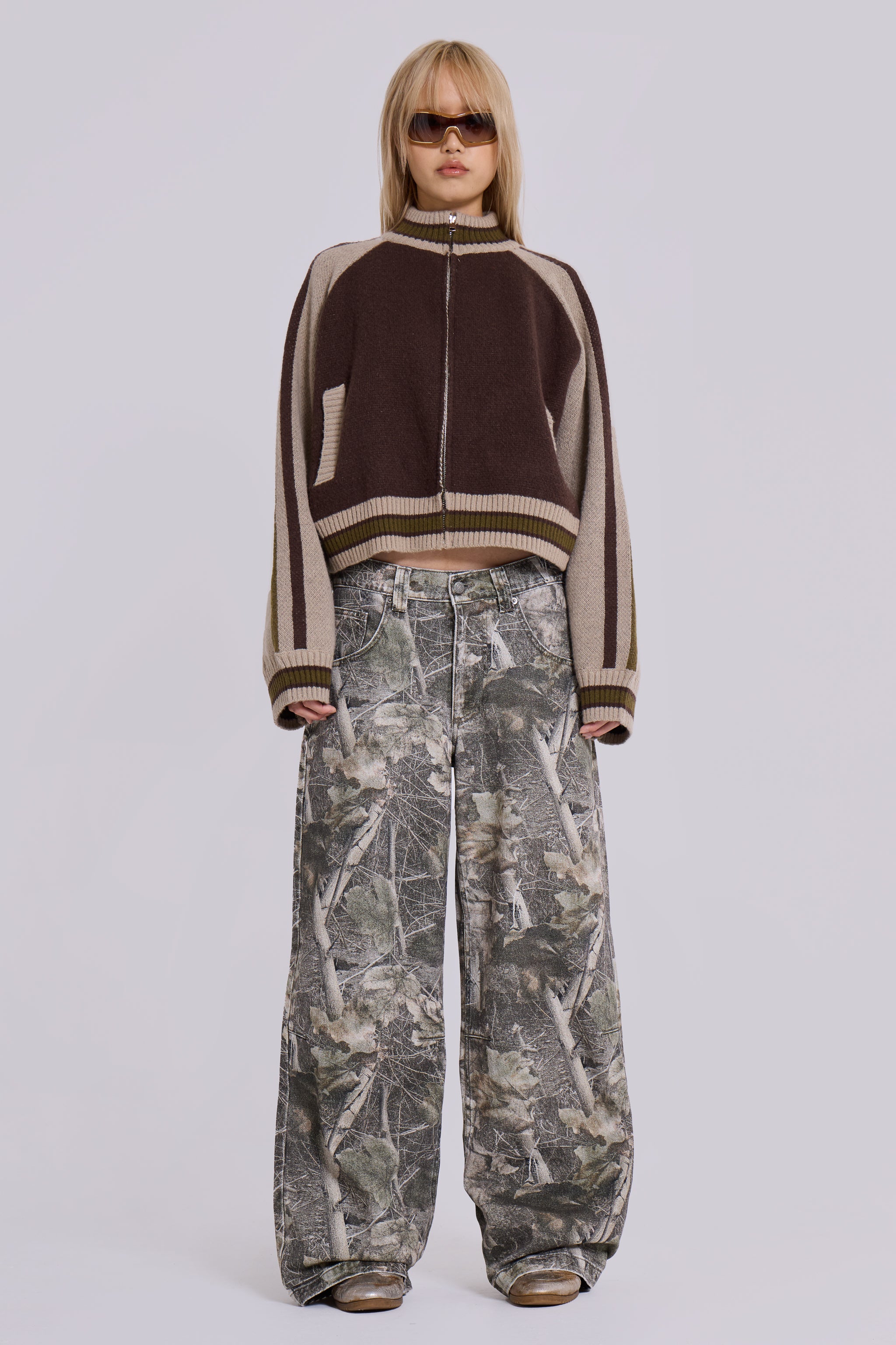 Brown Team 85 Knitted Bomber Jacket - Image 9