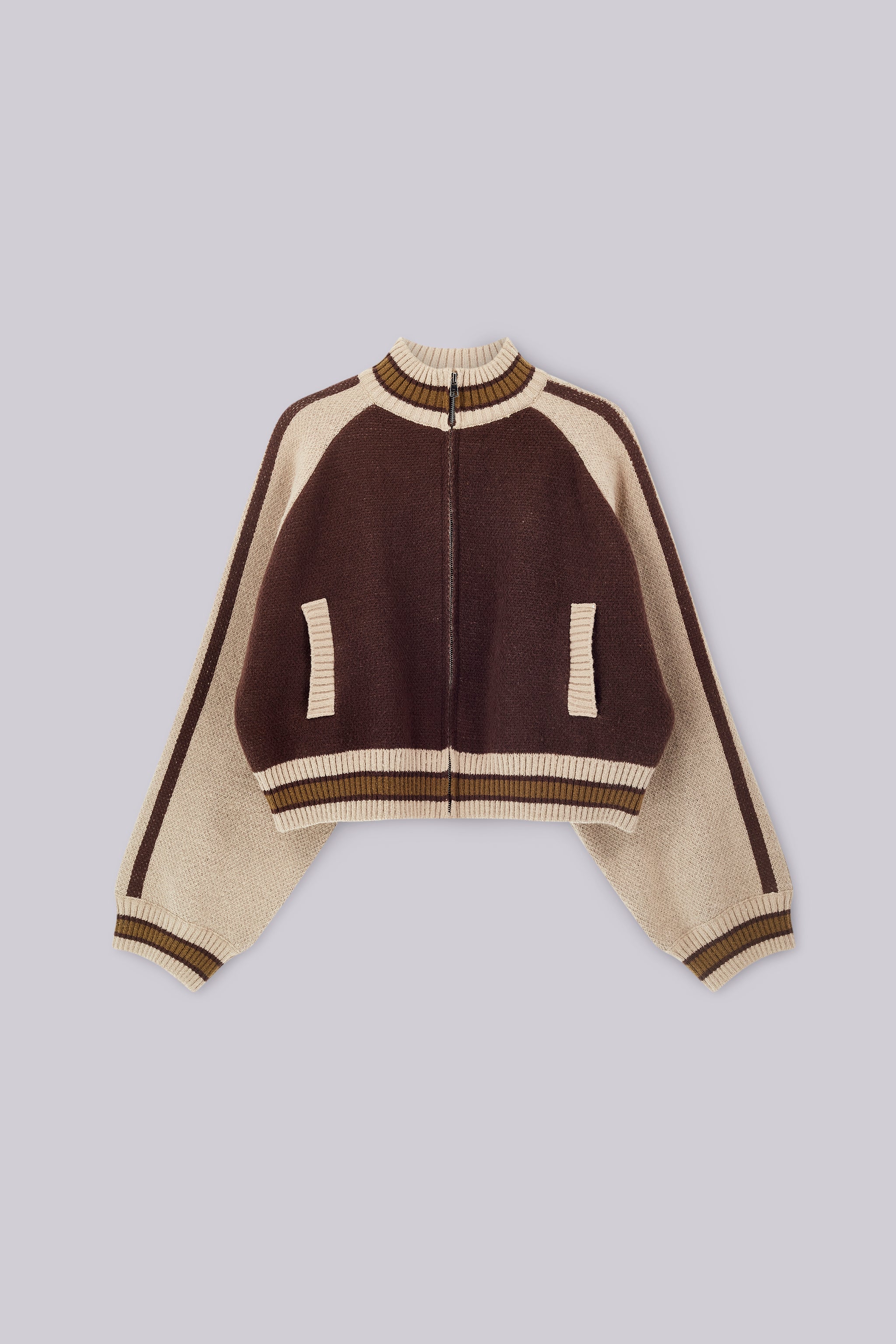 Brown Team 85 Knitted Bomber Jacket - Image 5