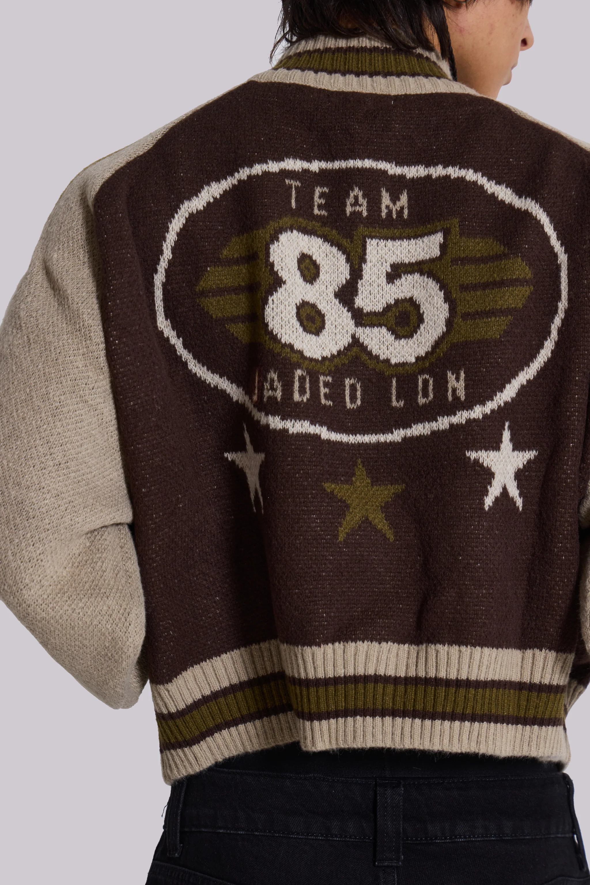Brown Team 85 Knitted Bomber Jacket - Image 7