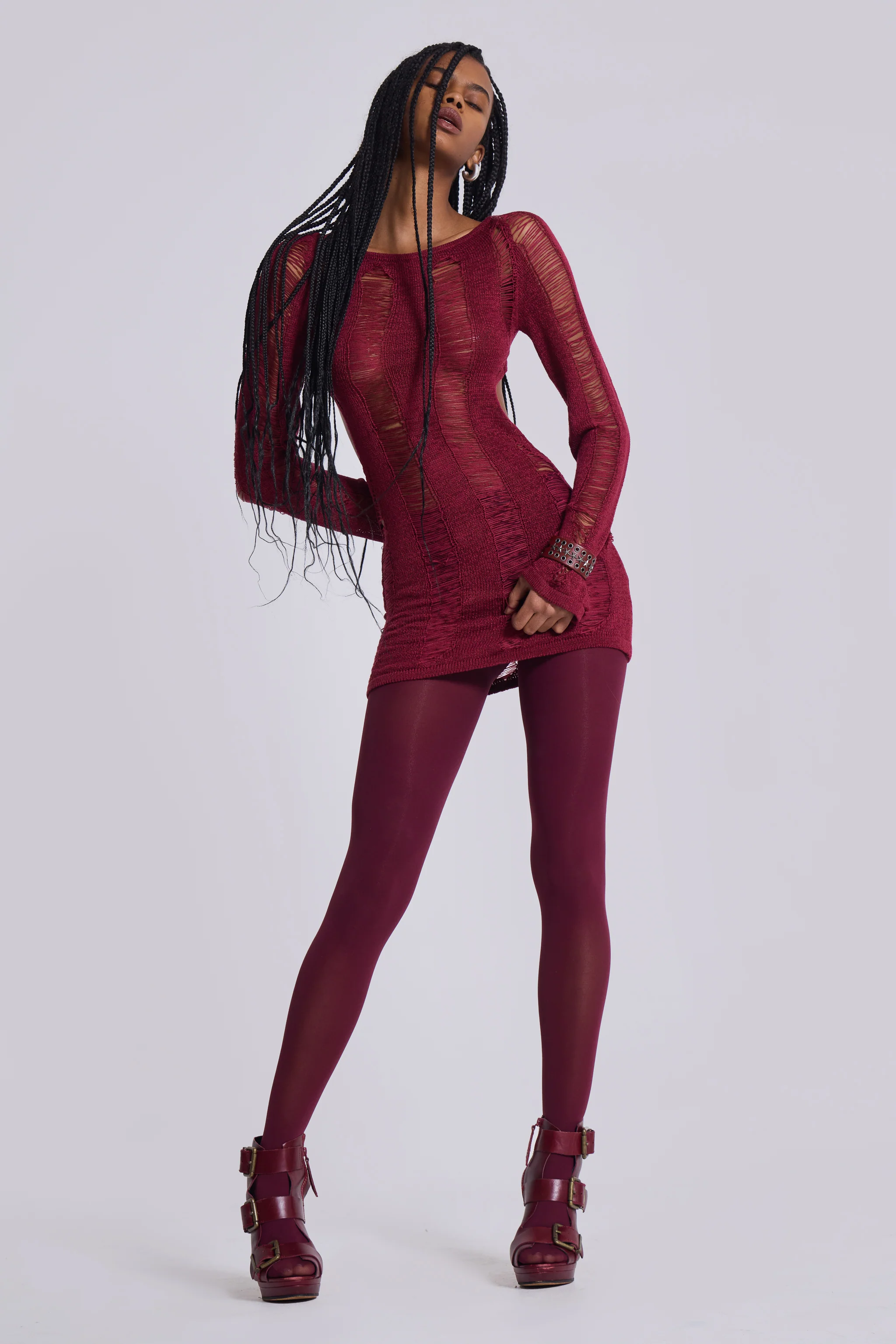 Burgundy Umbra Mini Dress - Image 2